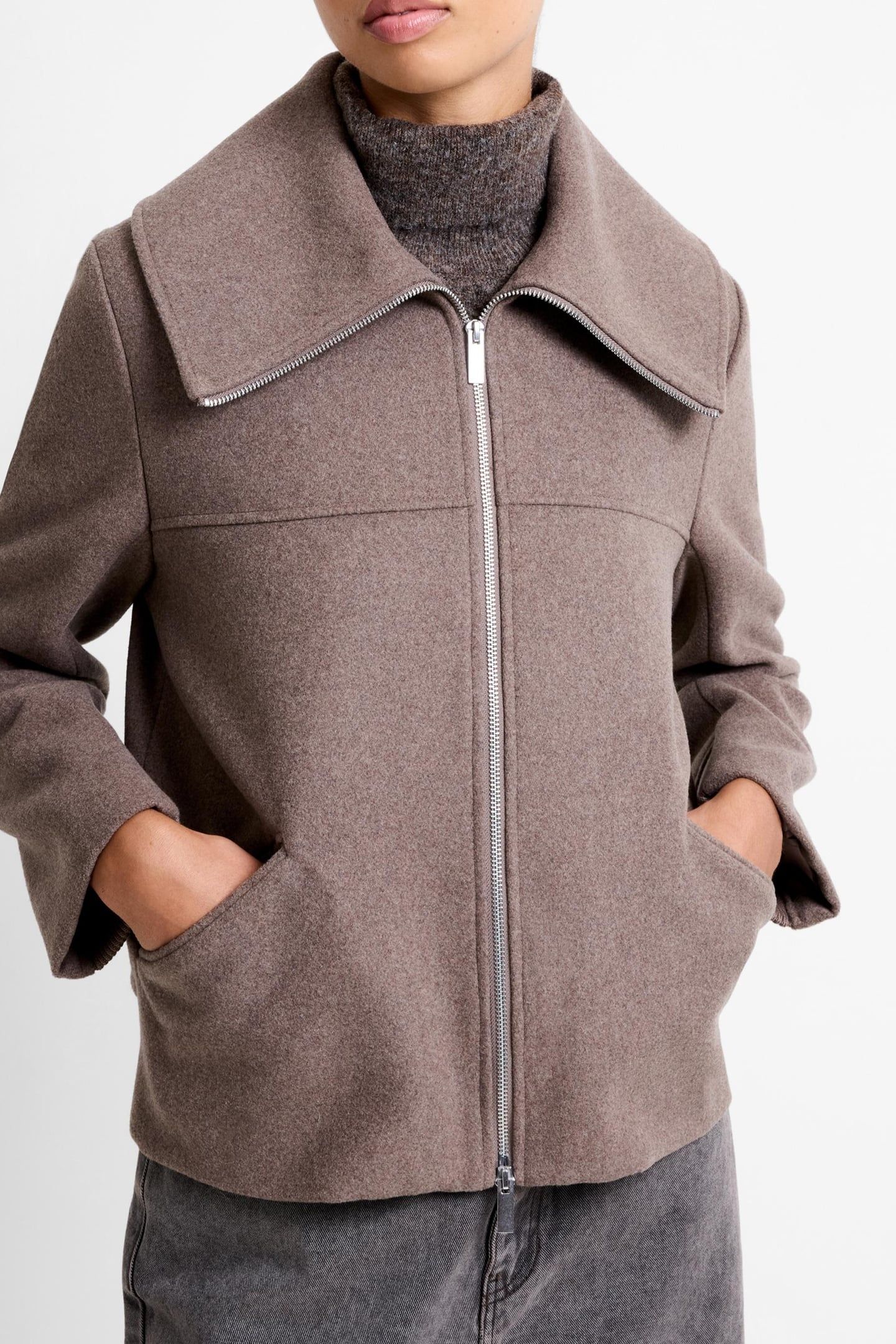DEVITA WOOL COLLARED COAT TAUPE BROWN TAUPE BROWN 3