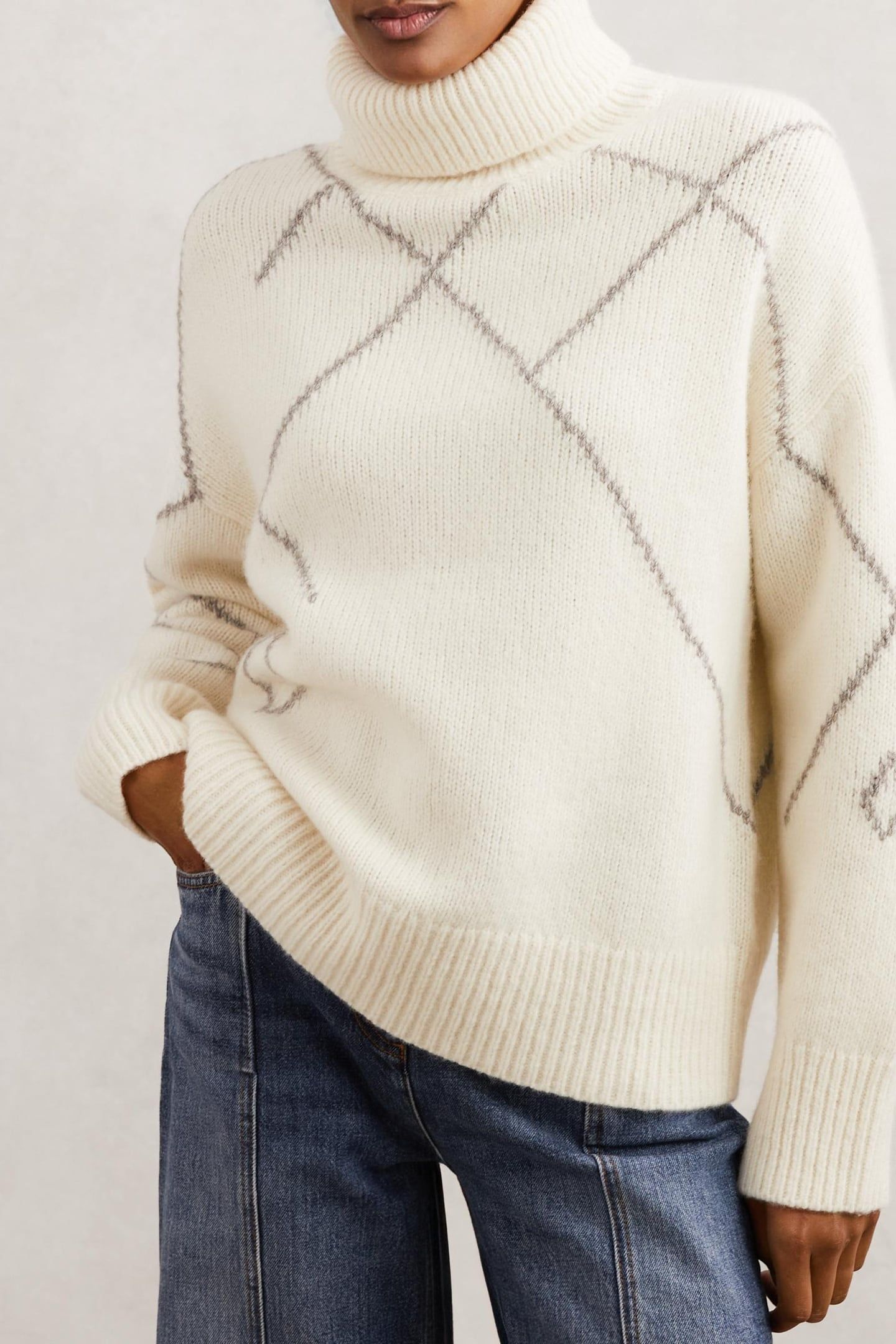PATTERN KNIT CREAM/TAUPE BROWN 1