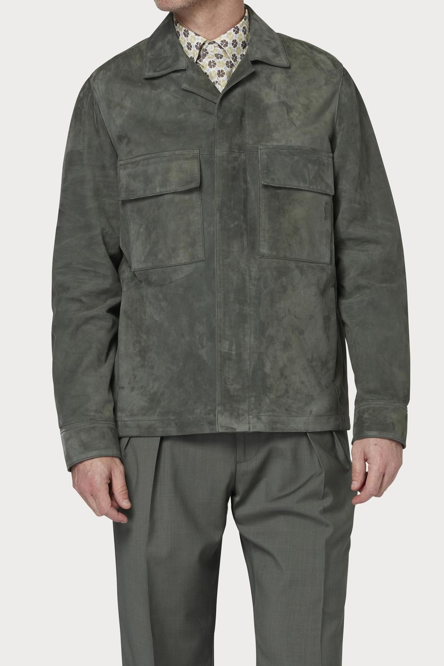 MENS CASUAL FIT SUEDE LEATHER JACKET PASTEL_GREEN 4