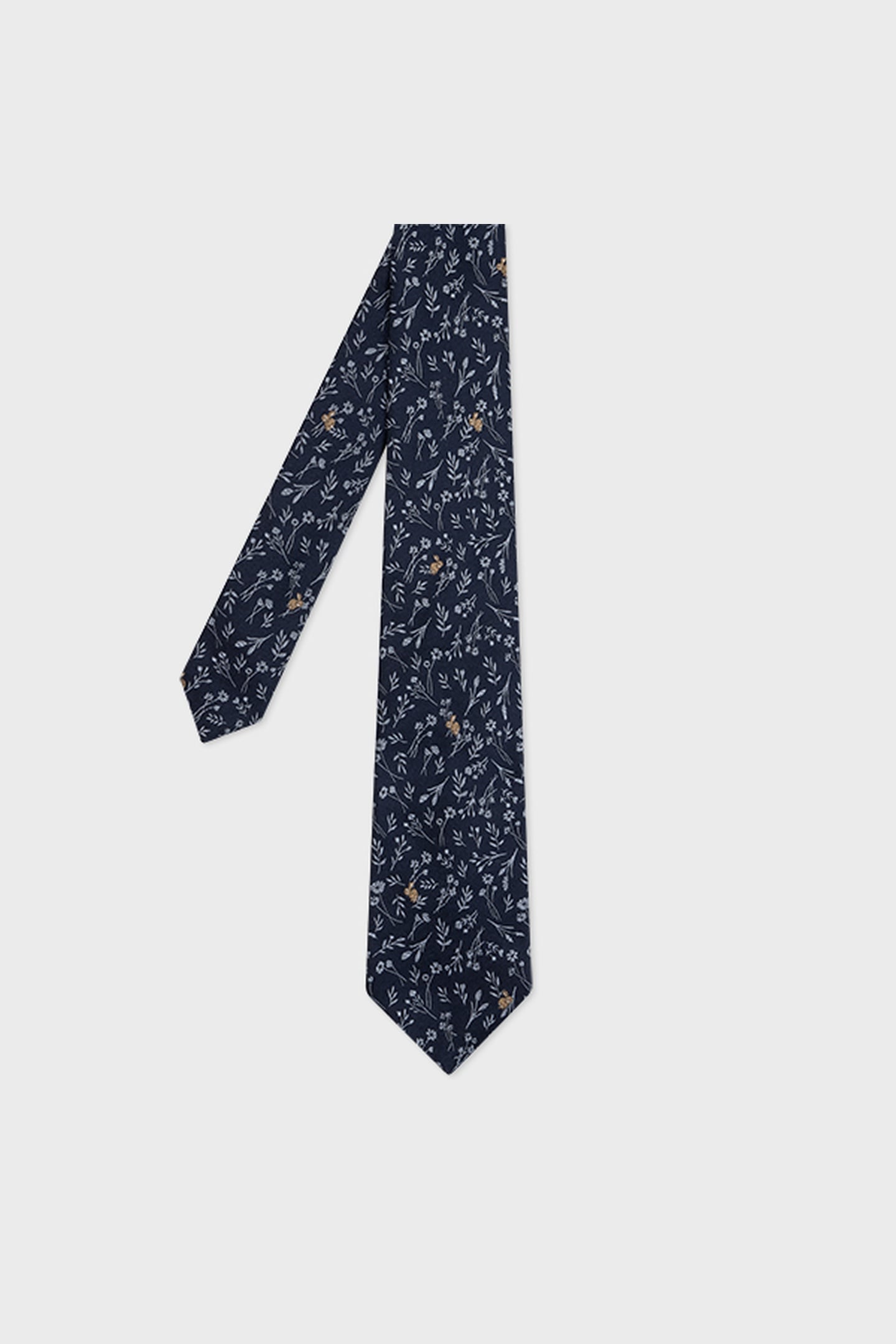 MEN TIE RABBIT FLORAL VERY DARK NAVY 6