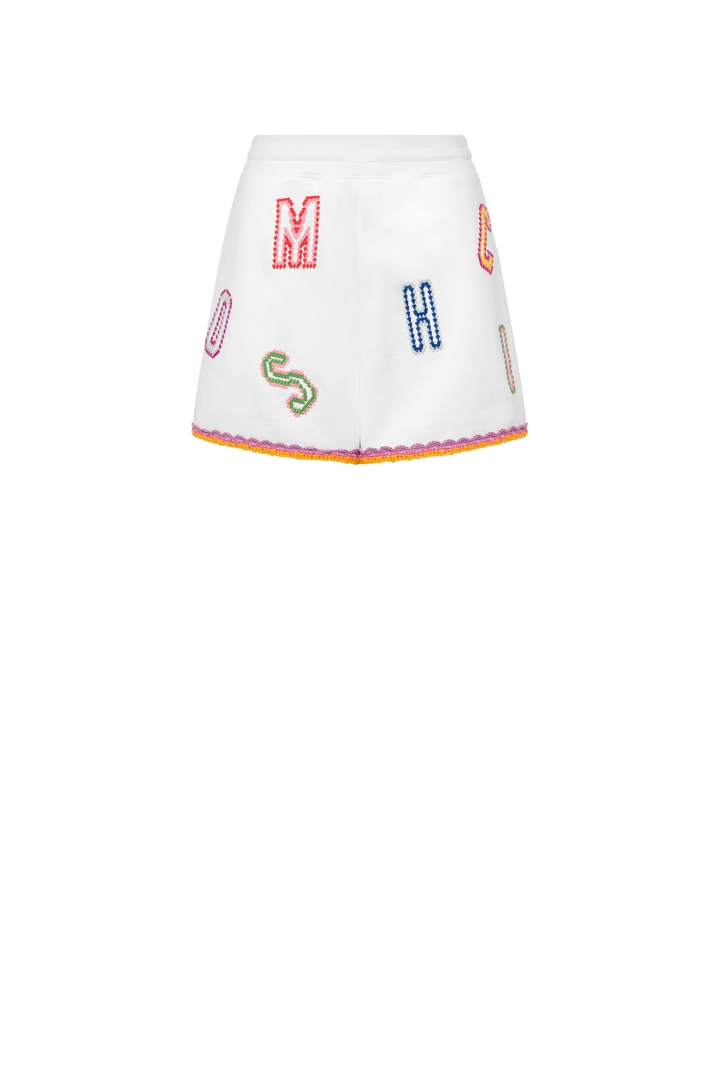 ORGANIC CROCHET LETTERING FLEECE SHORTS WHITE 3