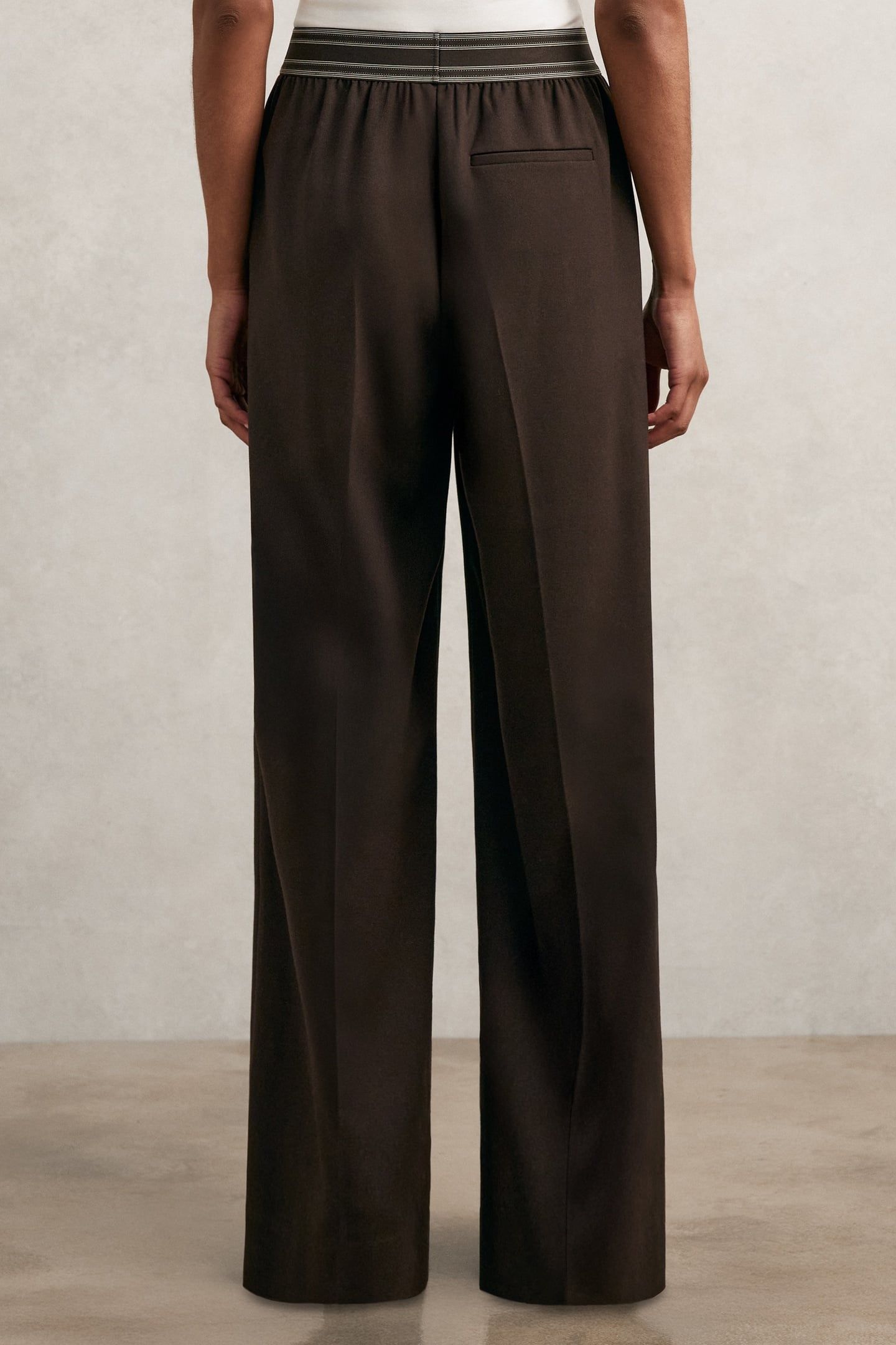 WAISTBAND WIDE LEG TROUSER CHOCOLATE BROWN 3