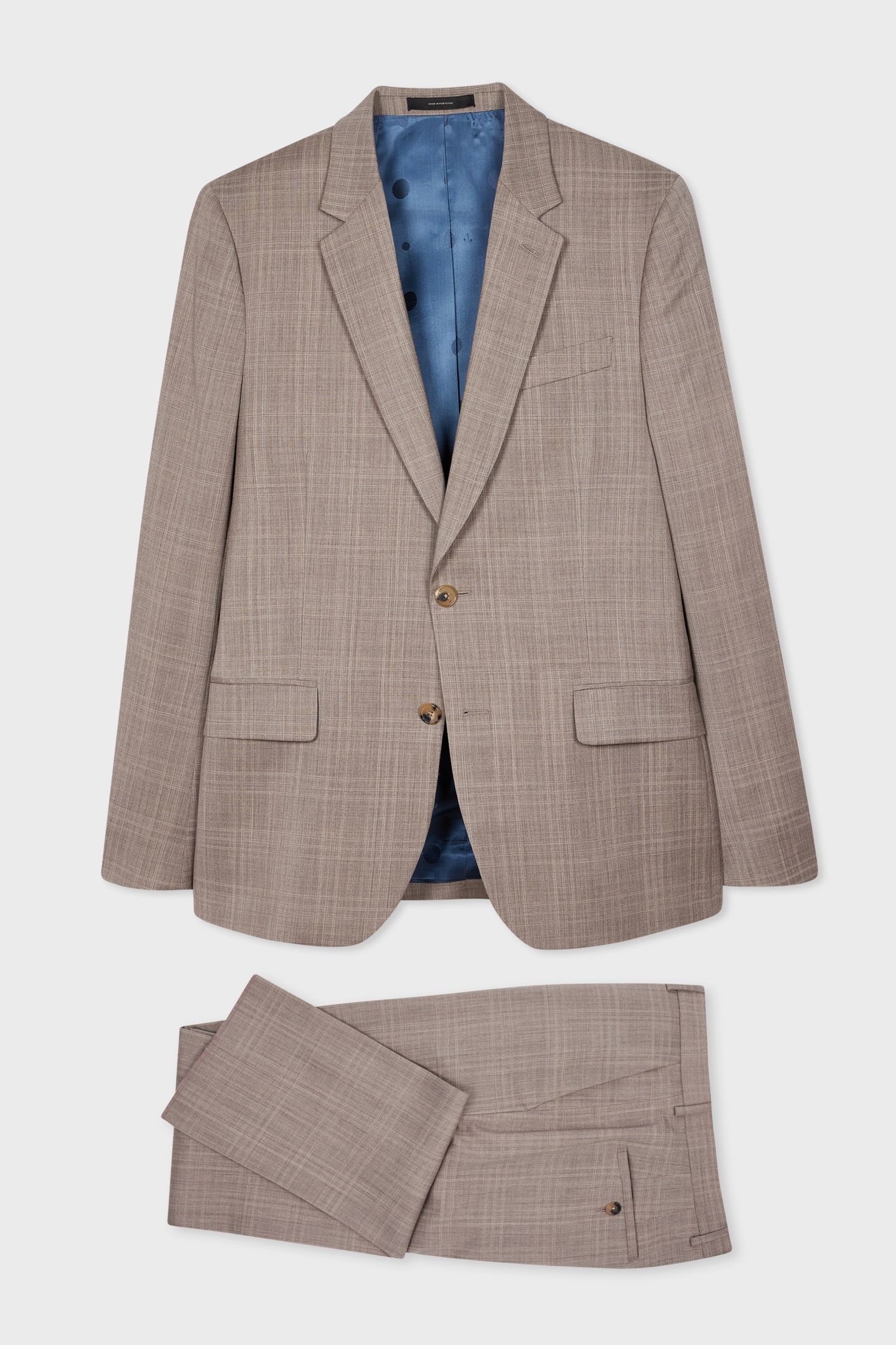 MENS TAILORED FIT 2 BUTTON SUIT GREY BEIGE 1