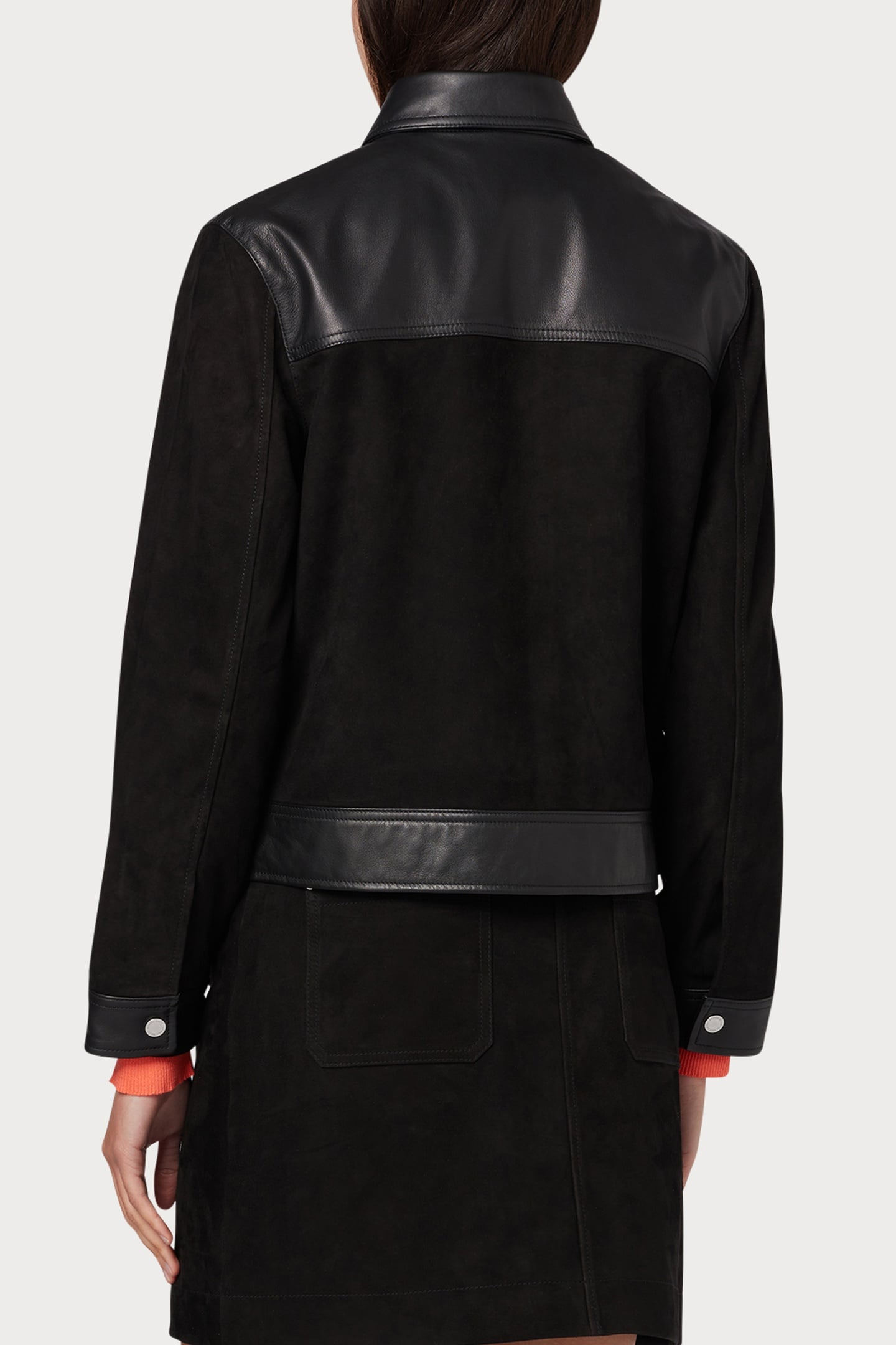 WOMENS JACKET SUEDE LEATHER MIX BLACK 1