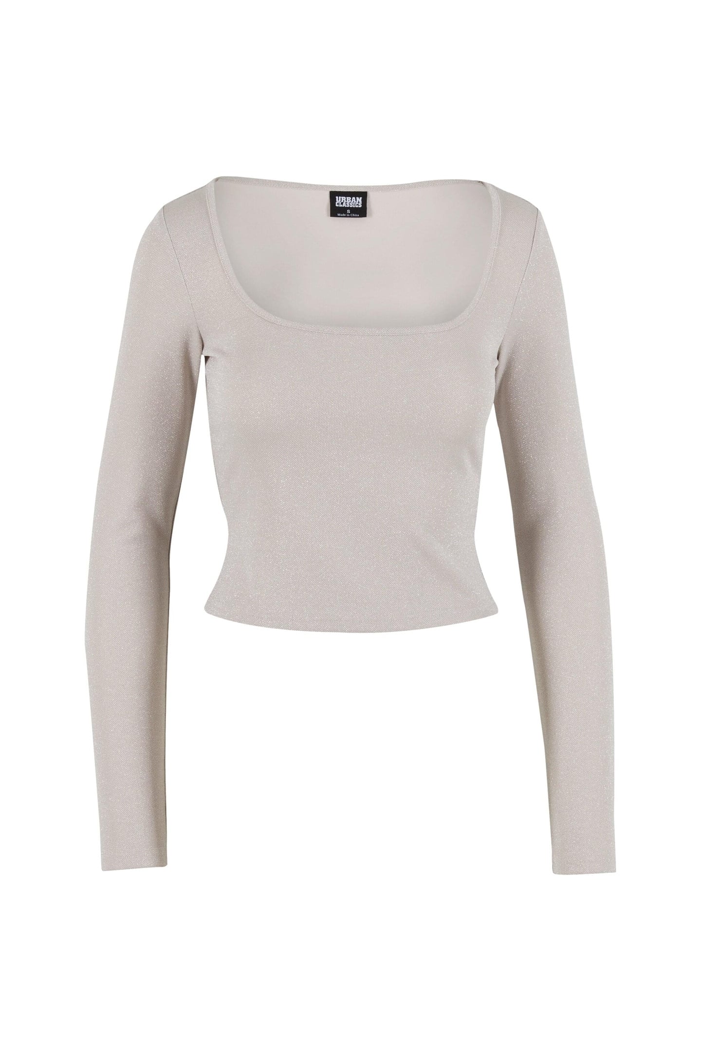 LADIES GLITTER SQUARE NECK LONGSLEEVE WHITESAND 3