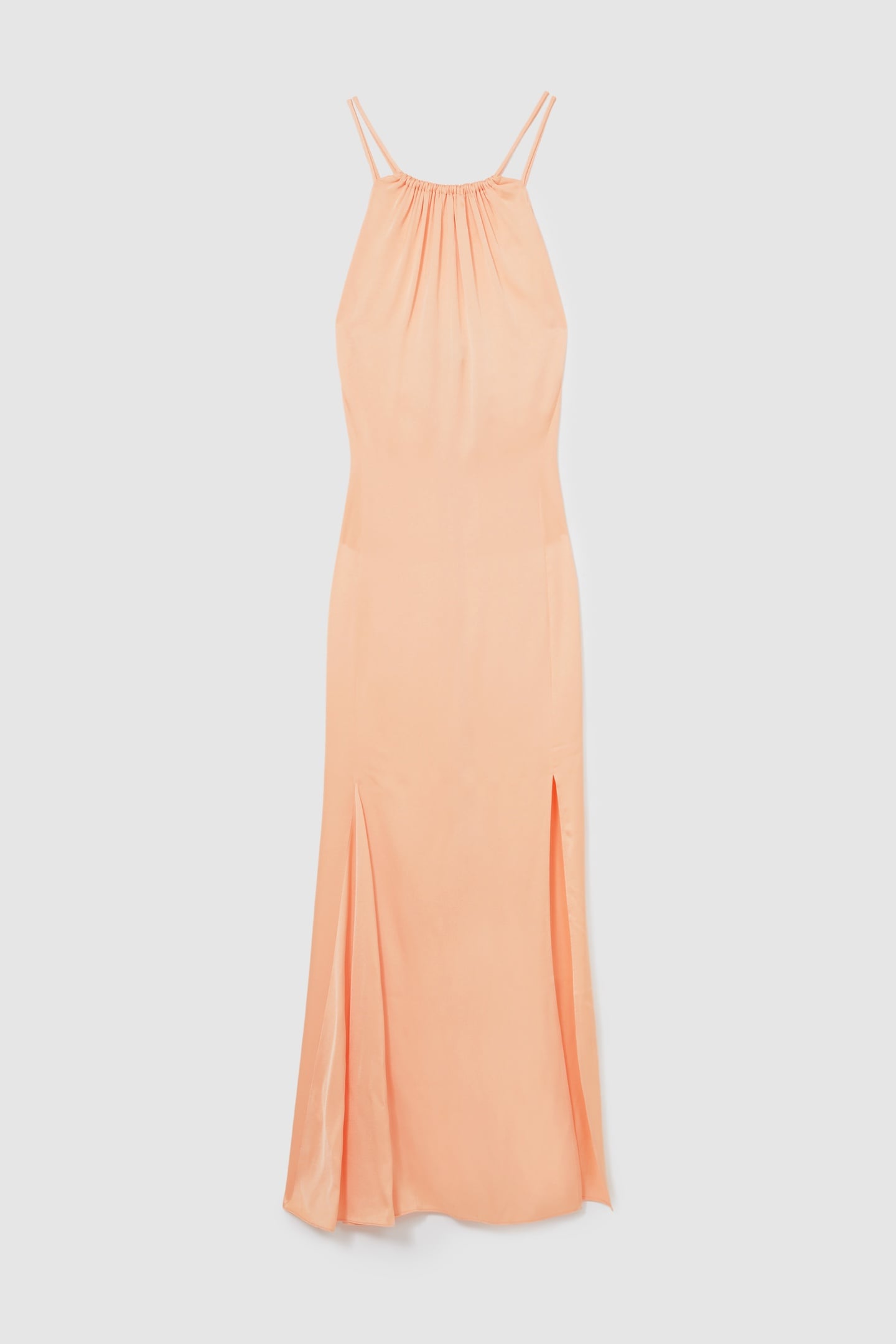 SATIN HALTERNECK DRESS PEACH 3