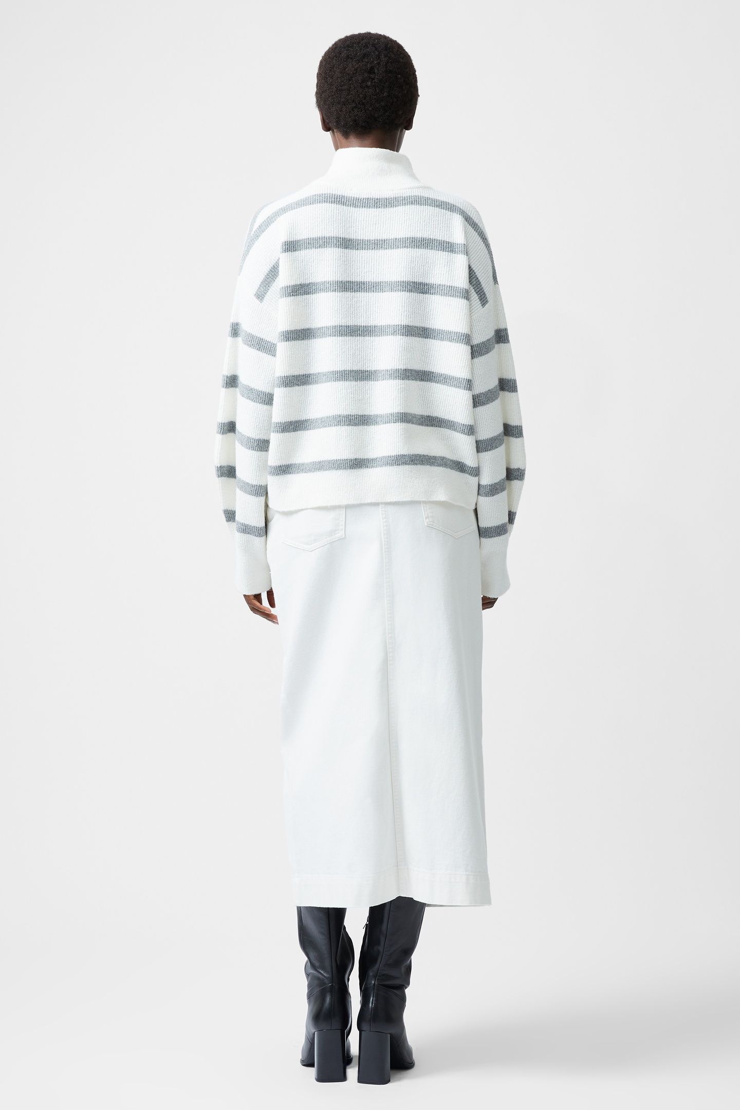 VHARI HALF KNIT JUMPER SU WHITE/MID GREY ME 2