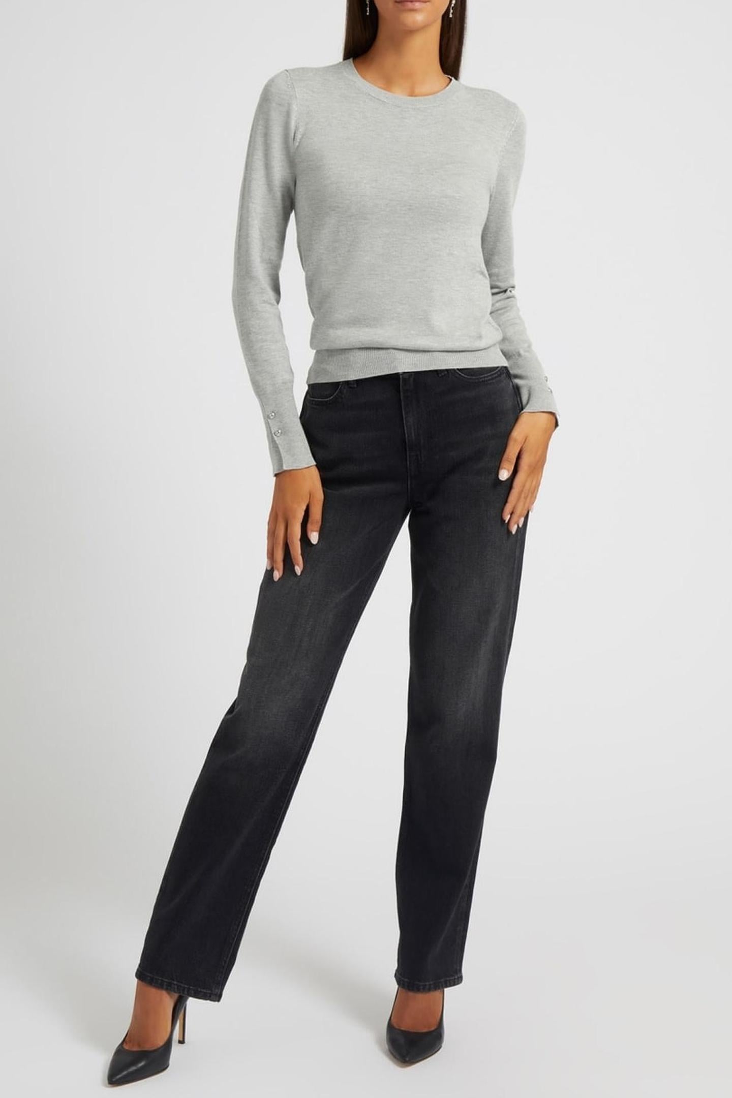 ELINOR RN LS SWTR LIGHT STONE HEATHER 2