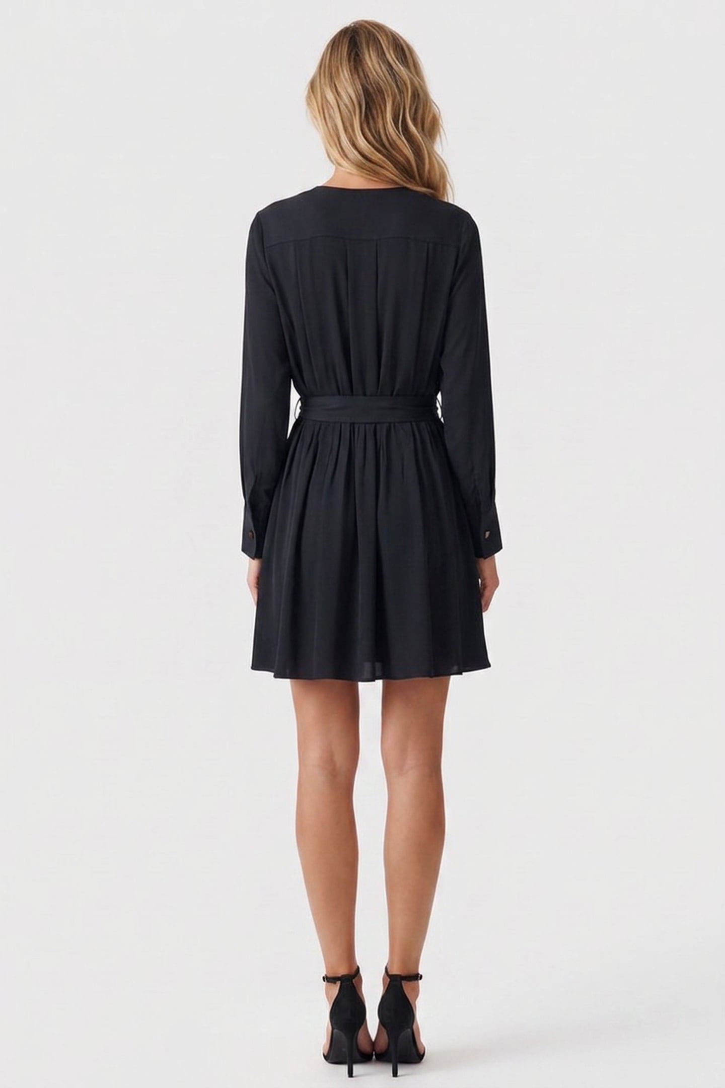 ANITA V NECK FLARED JET BLACK A996 2