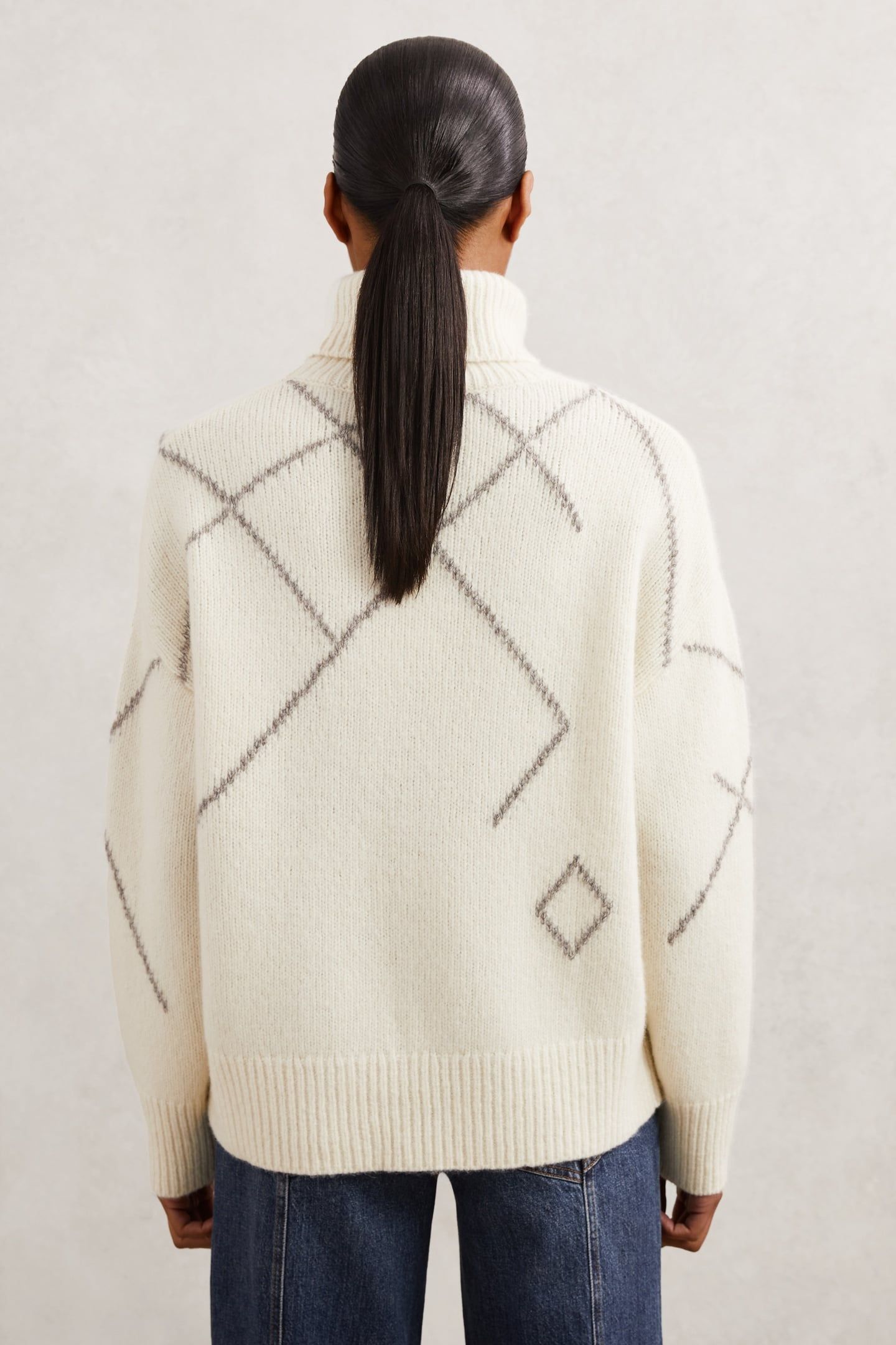PATTERN KNIT CREAM/TAUPE BROWN 2