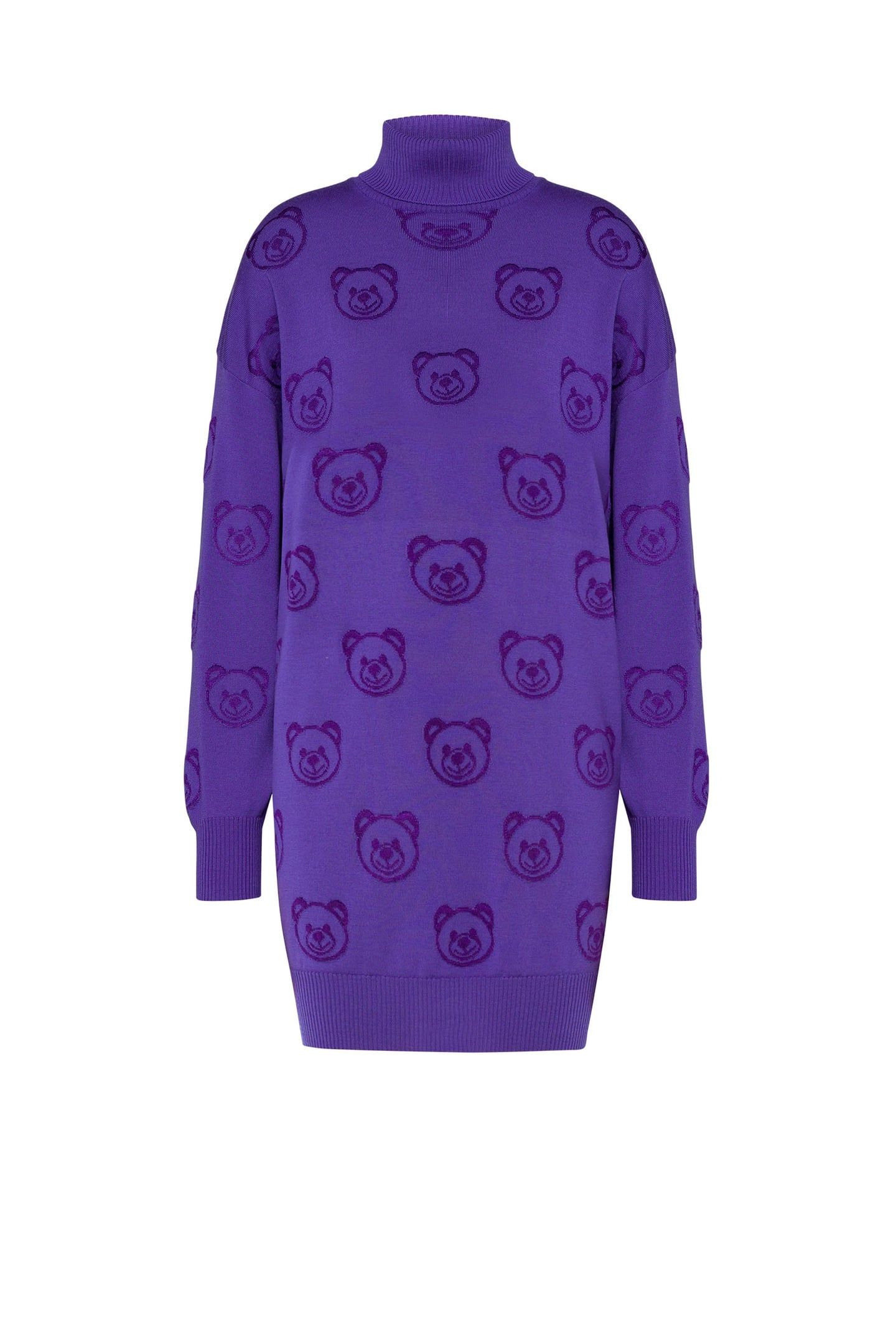 ALLOVER TEDDY BEAR WOOL DRESS PURPLE 3