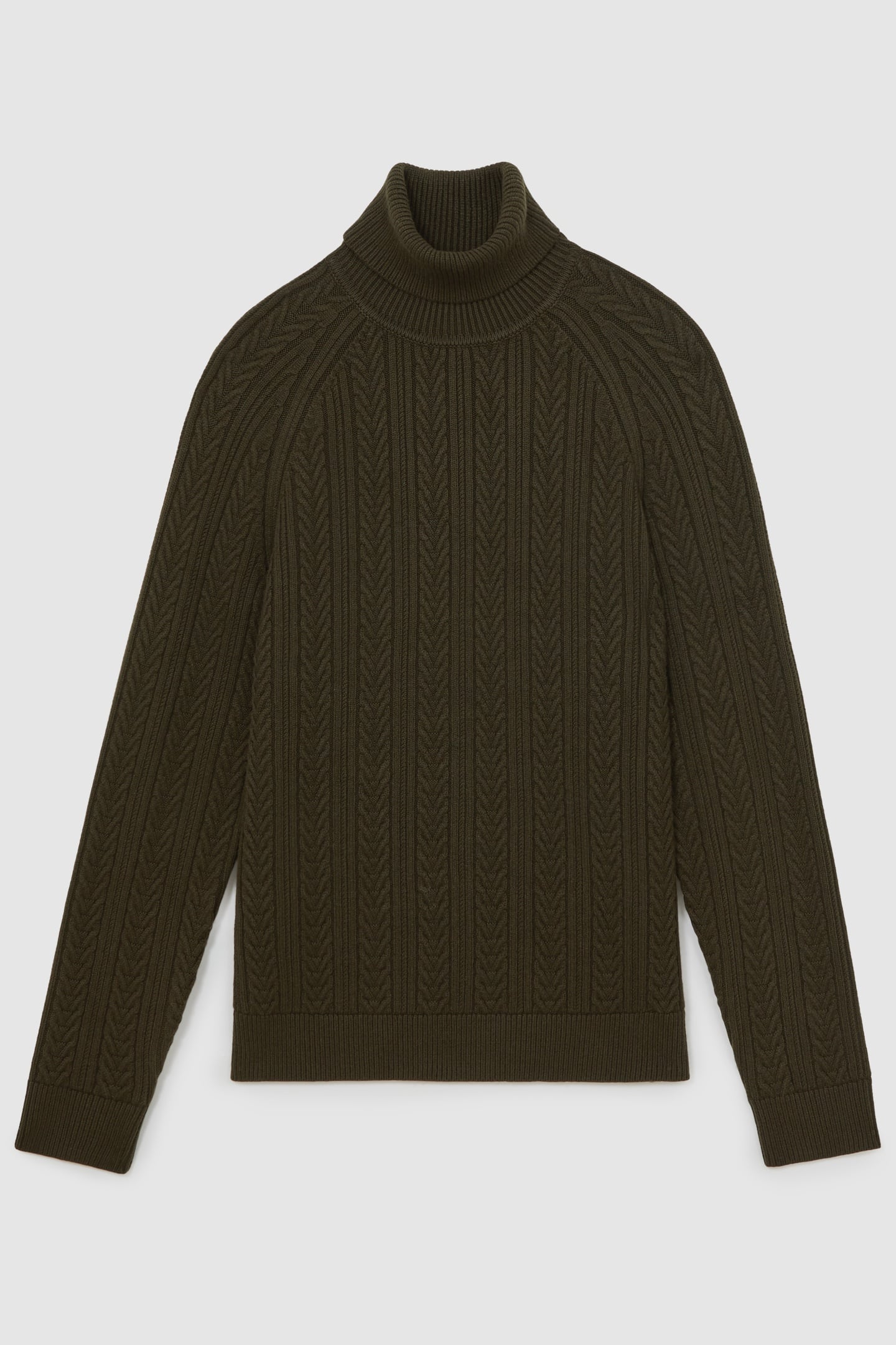 LS ROLL NECK CABLE JUMPER DARK OLIVE GREEN 4