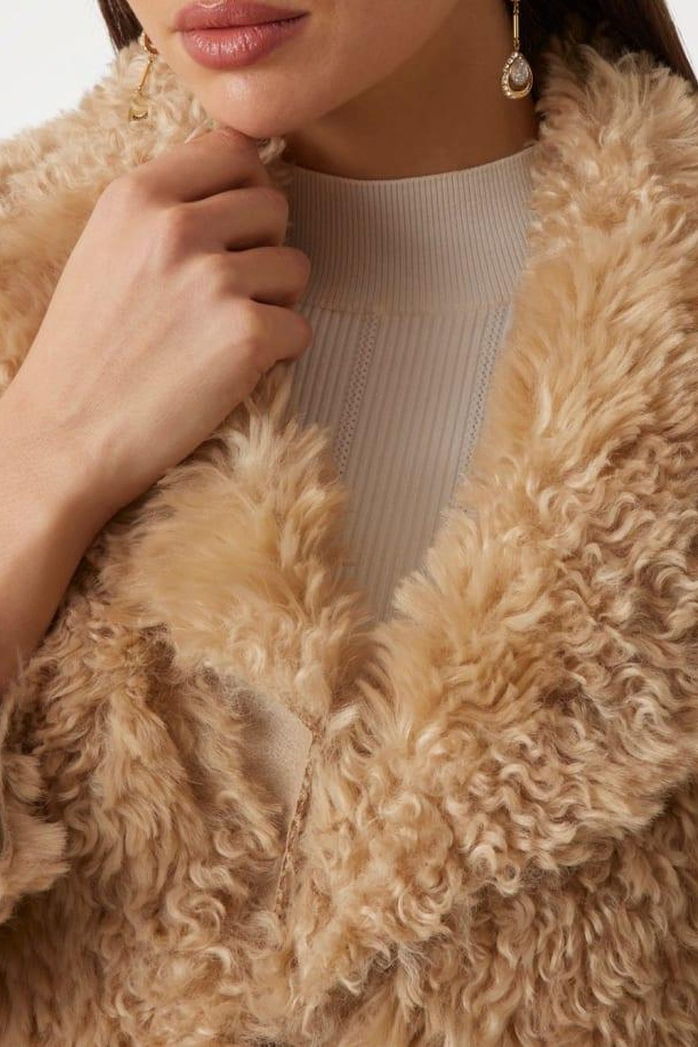 MARGOT LONG FAUX FUR DESERT MUD MULTI 8