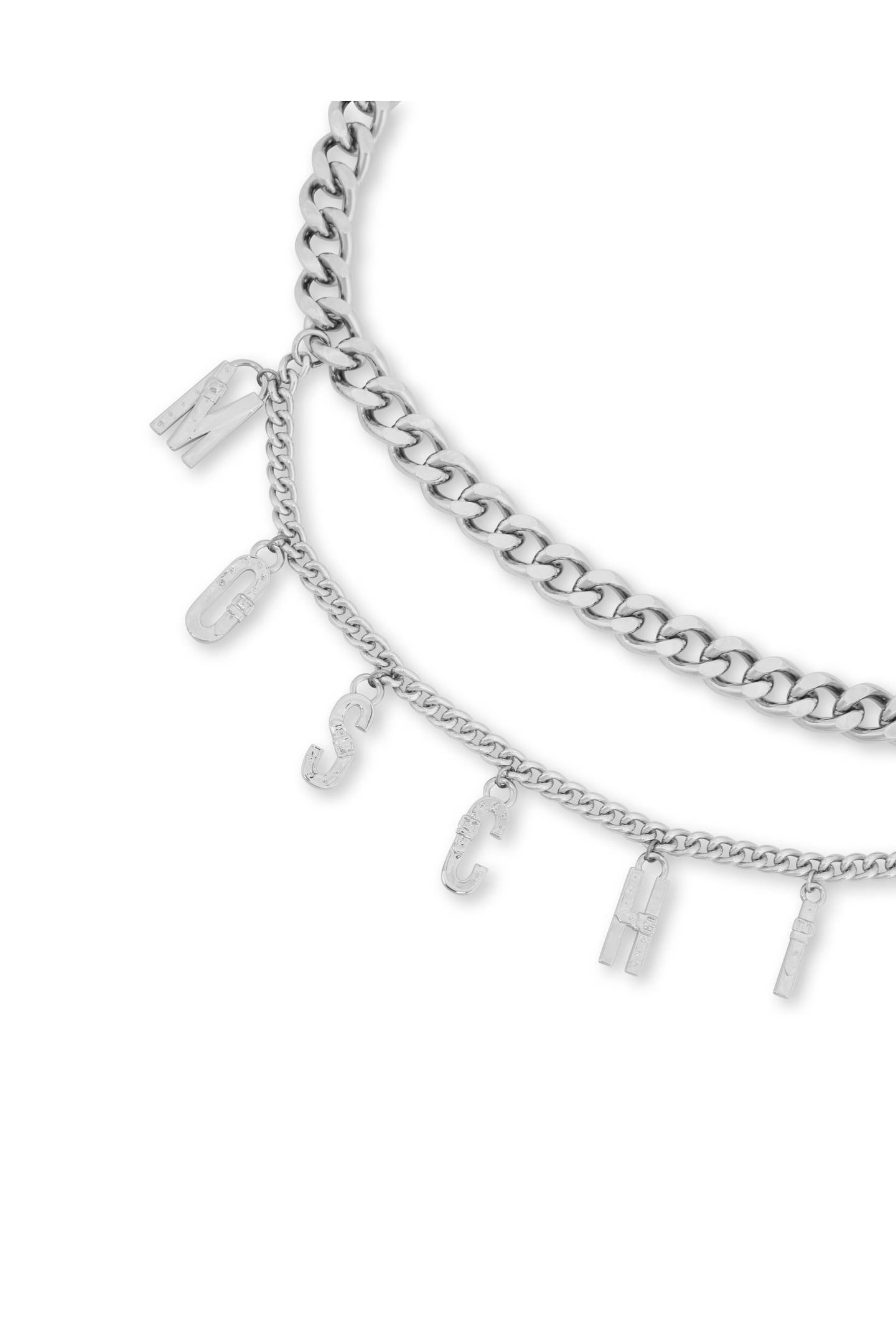 MOSCHINO BUCKLE LETTERING BELT SILVER 3
