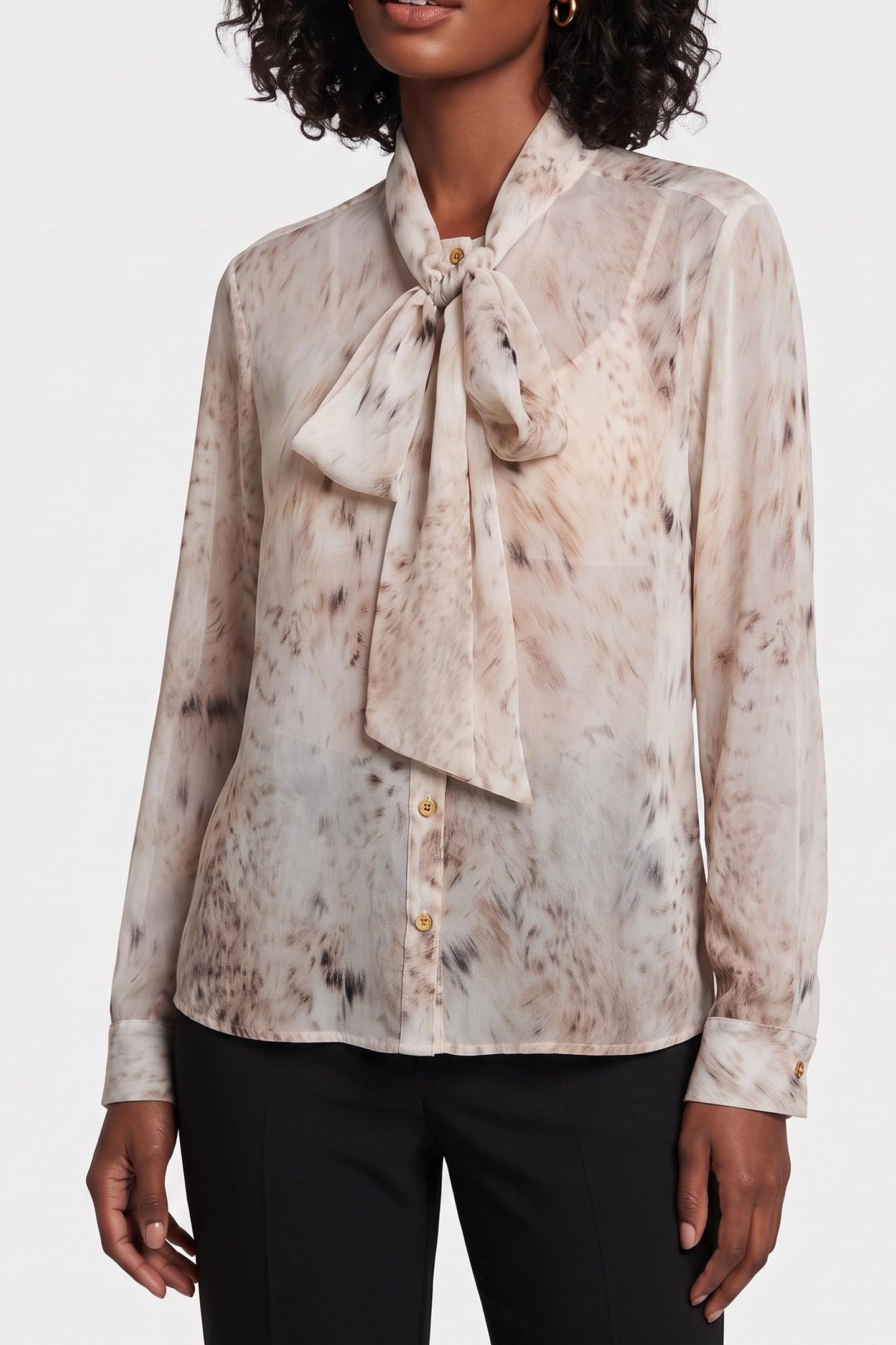 VERITY BOW LS BLOUSE SNOW LYNX 1