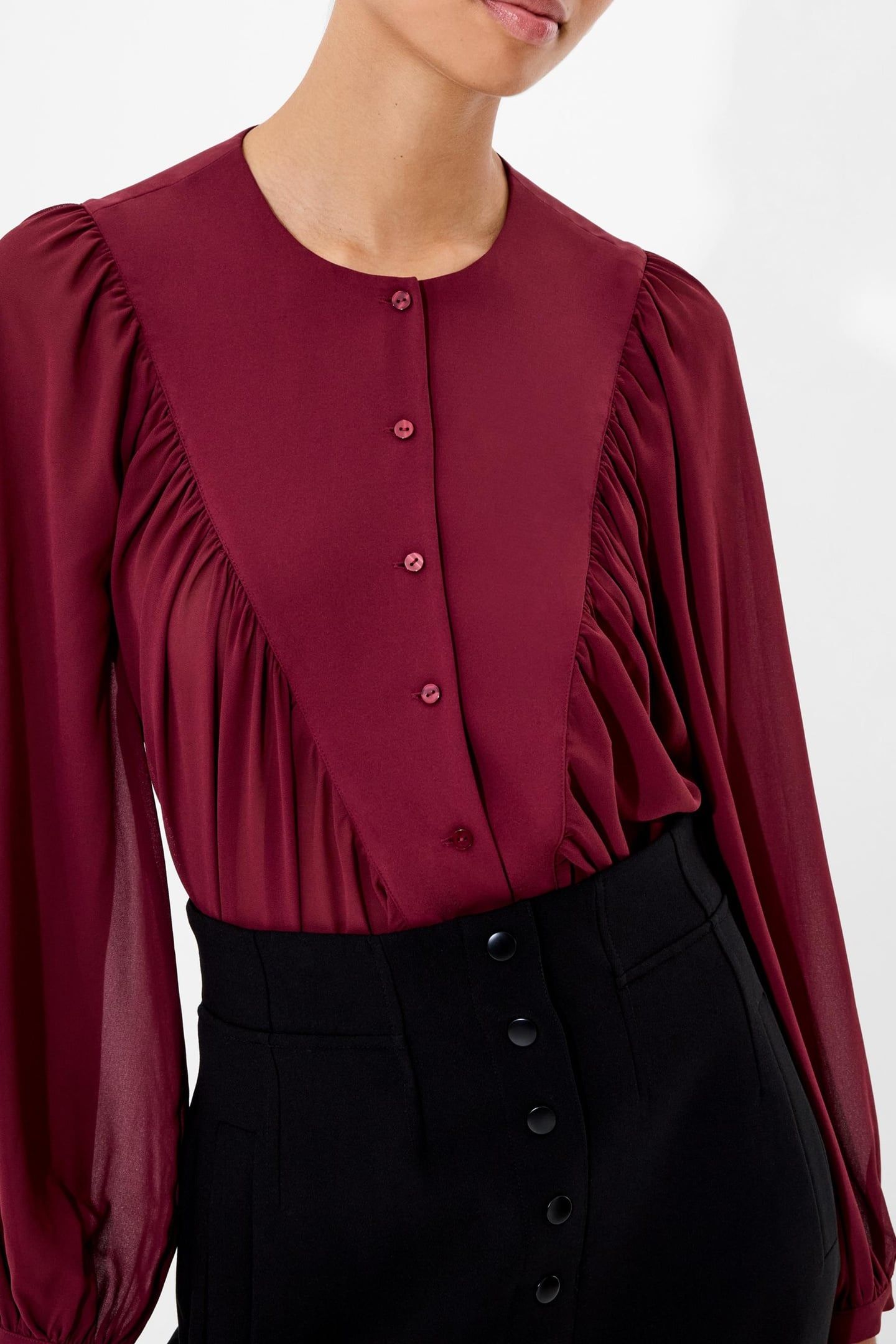 EDEN WESLEY BALLOON SLV SHIRT BORDEAUX RED 3