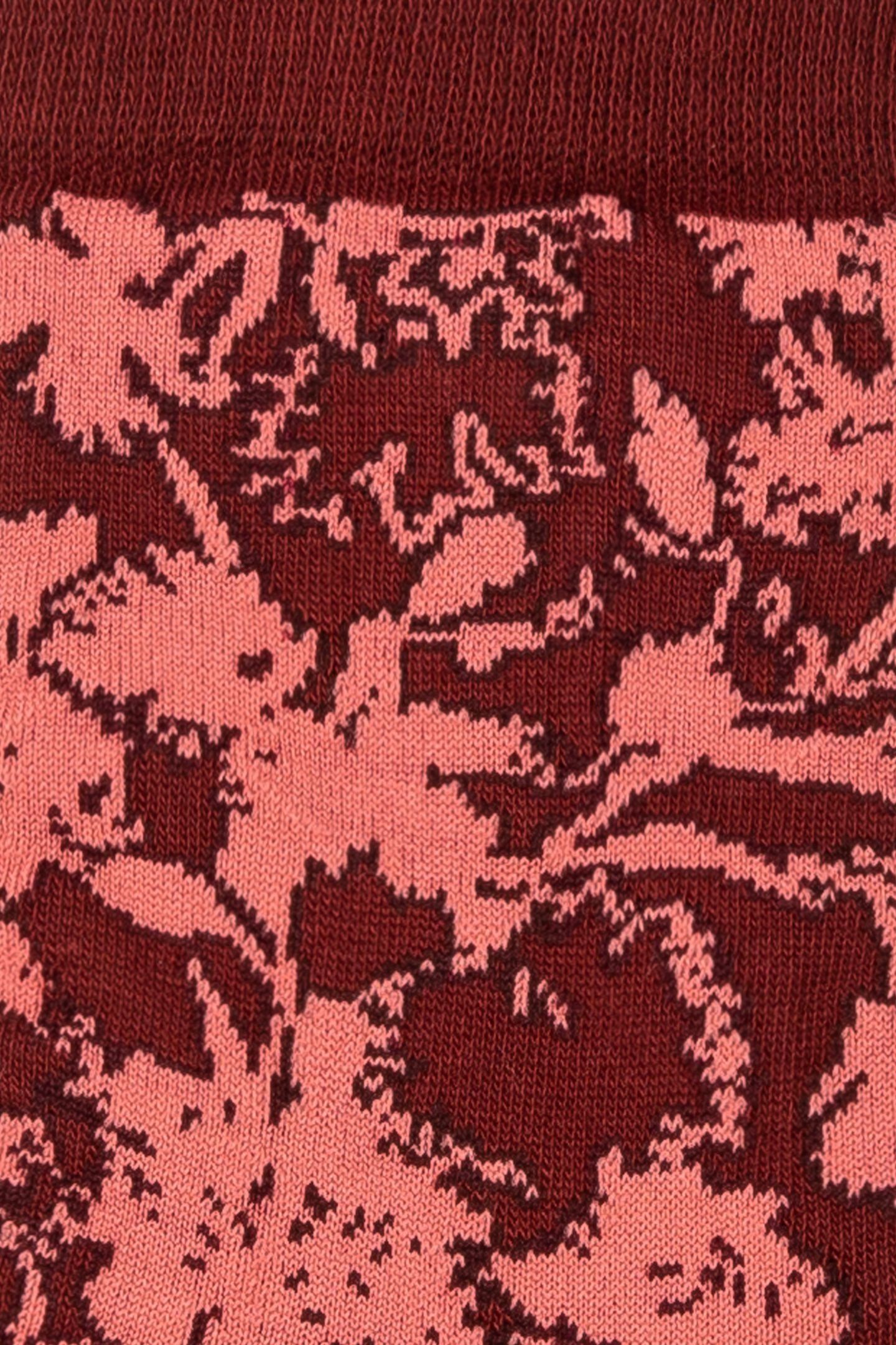 WOMEN SOCK RAVE FLORAL BURGUNDY/ BORDE 2