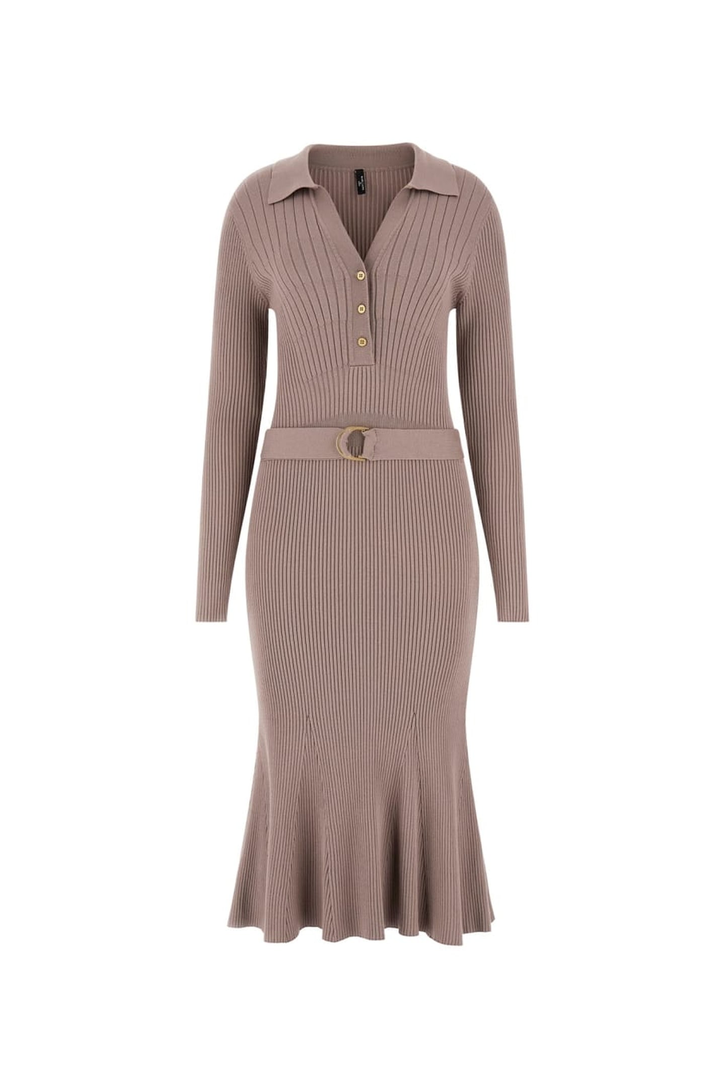 AGATHE POLO LS DRESS SILK TAUPE 6