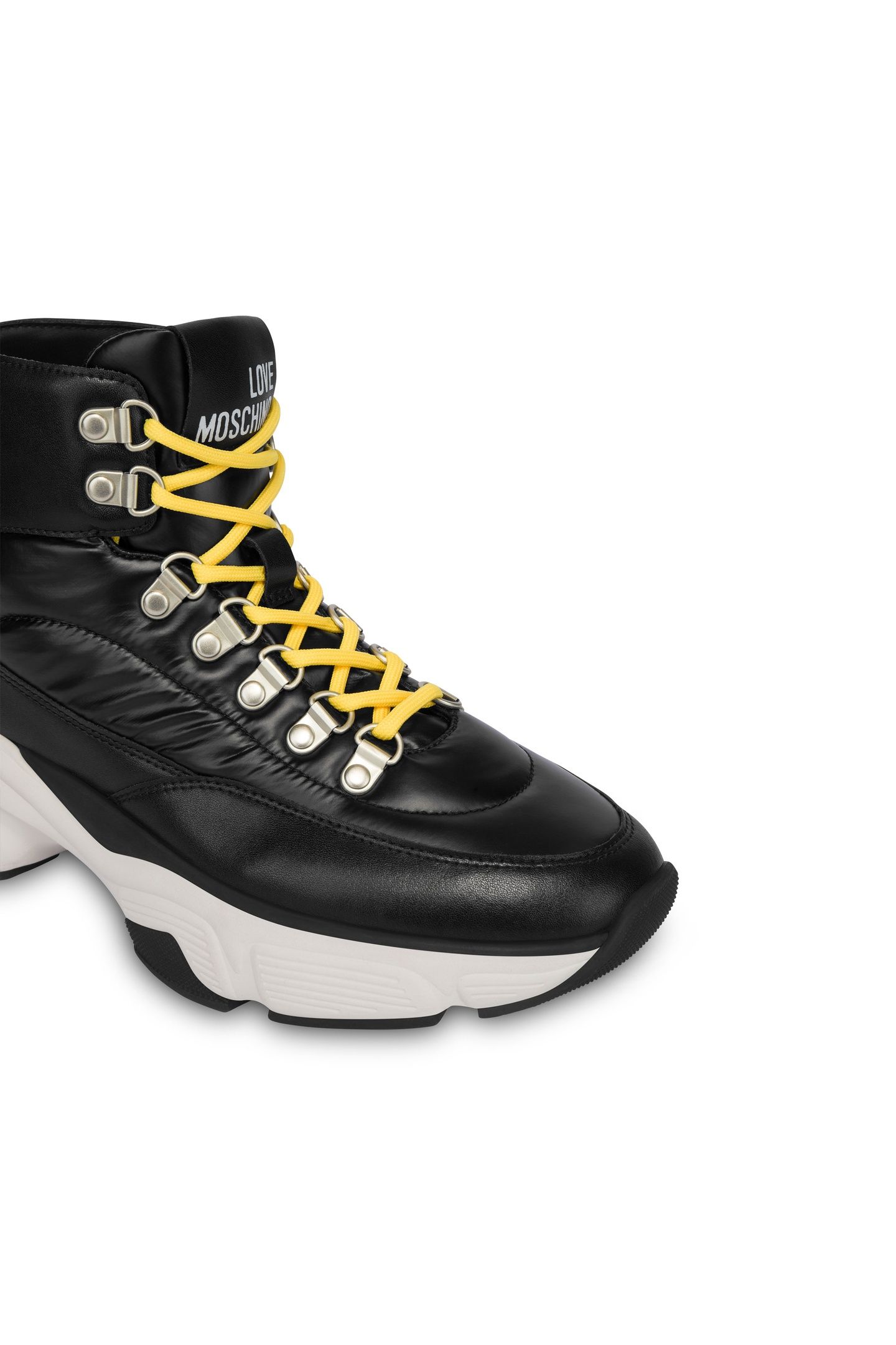 HIGH-TOP SNEAKERS IN CALFSKIN AND NYLON BLACK 3