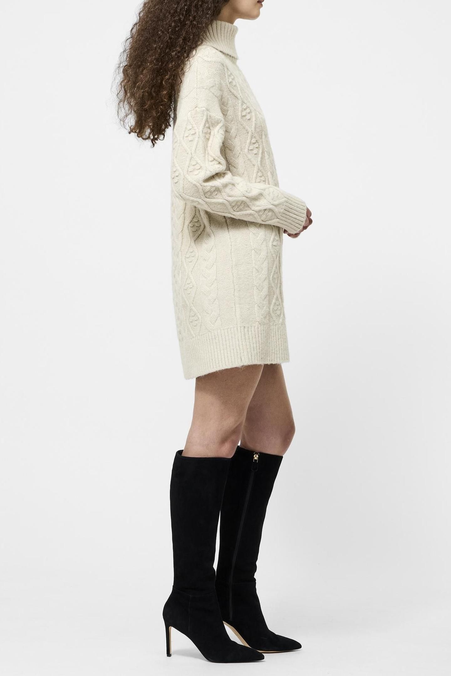 MAKIRA KNIT TURTLENECK MINI DR OATMEAL MEL 3