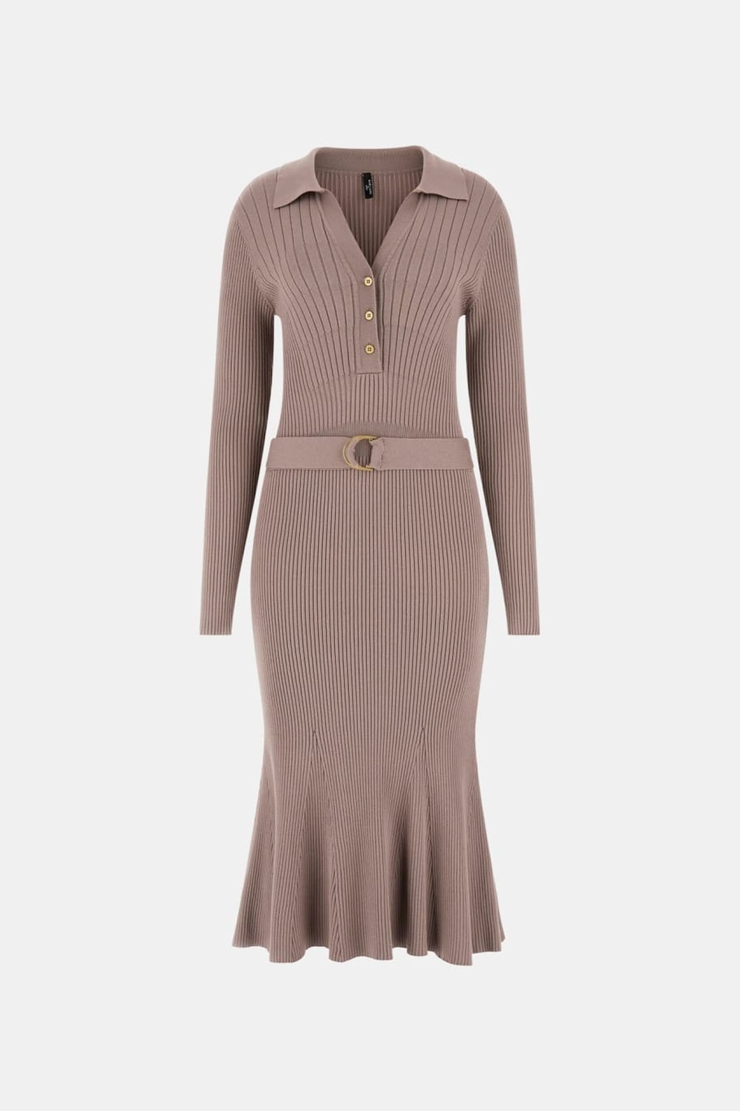 AGATHE POLO LS DRESS SILK TAUPE 7