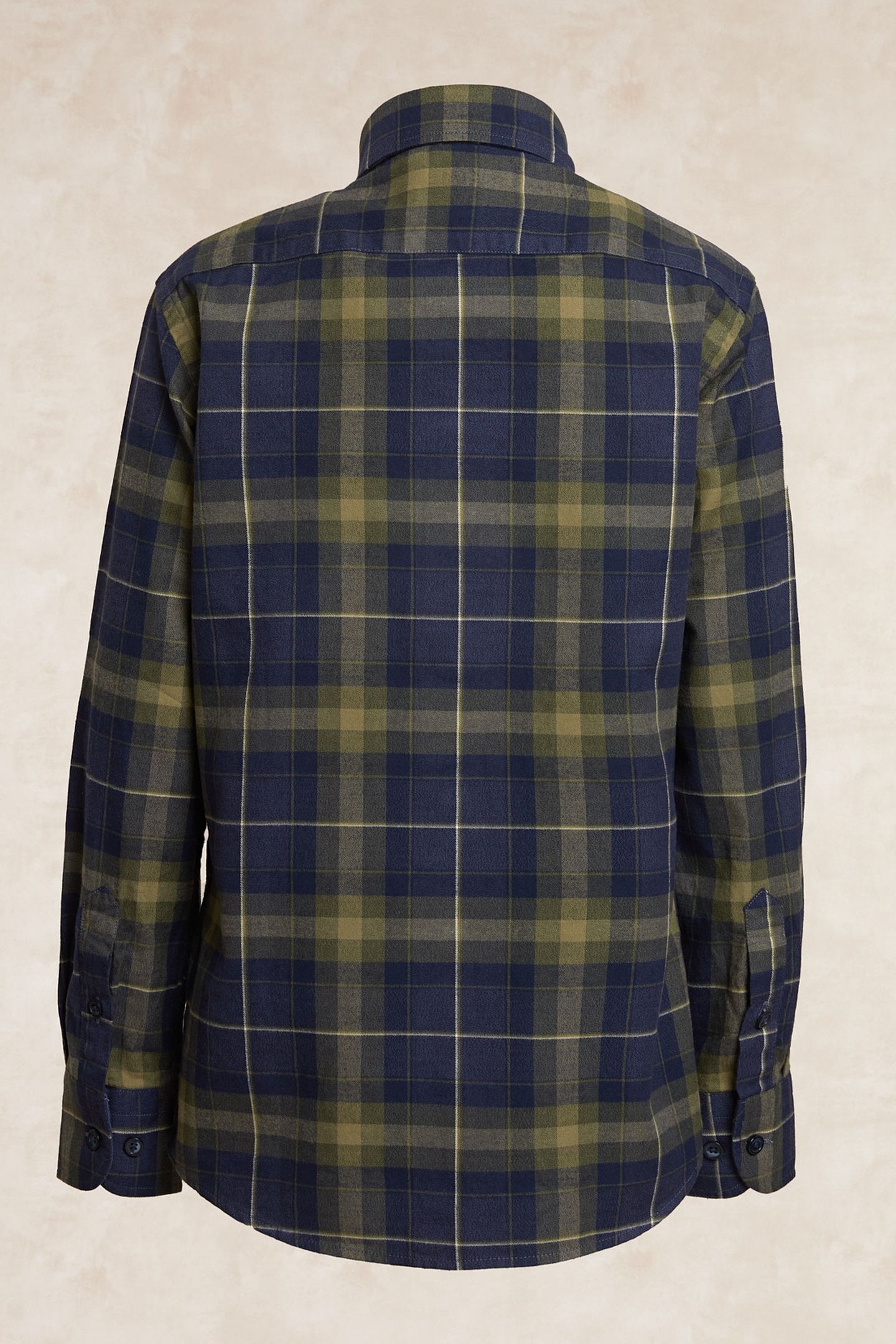 CUSTOM FIT FLANNEL CHECKED SHIRT KHAKI/BLUE 2