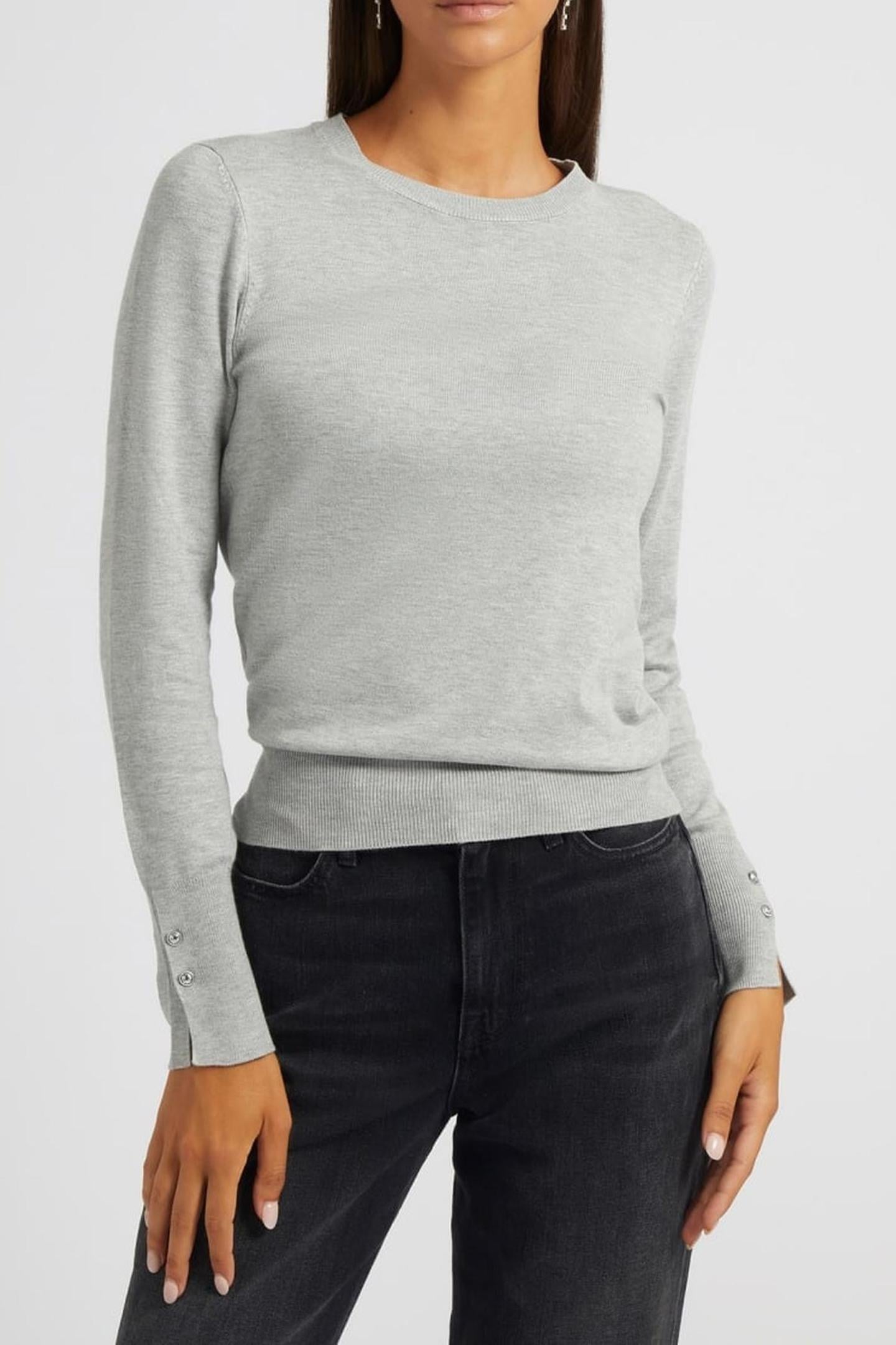 ELINOR RN LS SWTR LIGHT STONE HEATHER 1