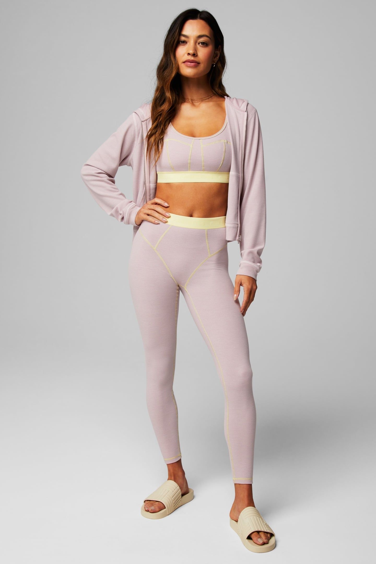 FABLETICS WAFFLE LEGGING MUTED MAUVE/BUTTER 1