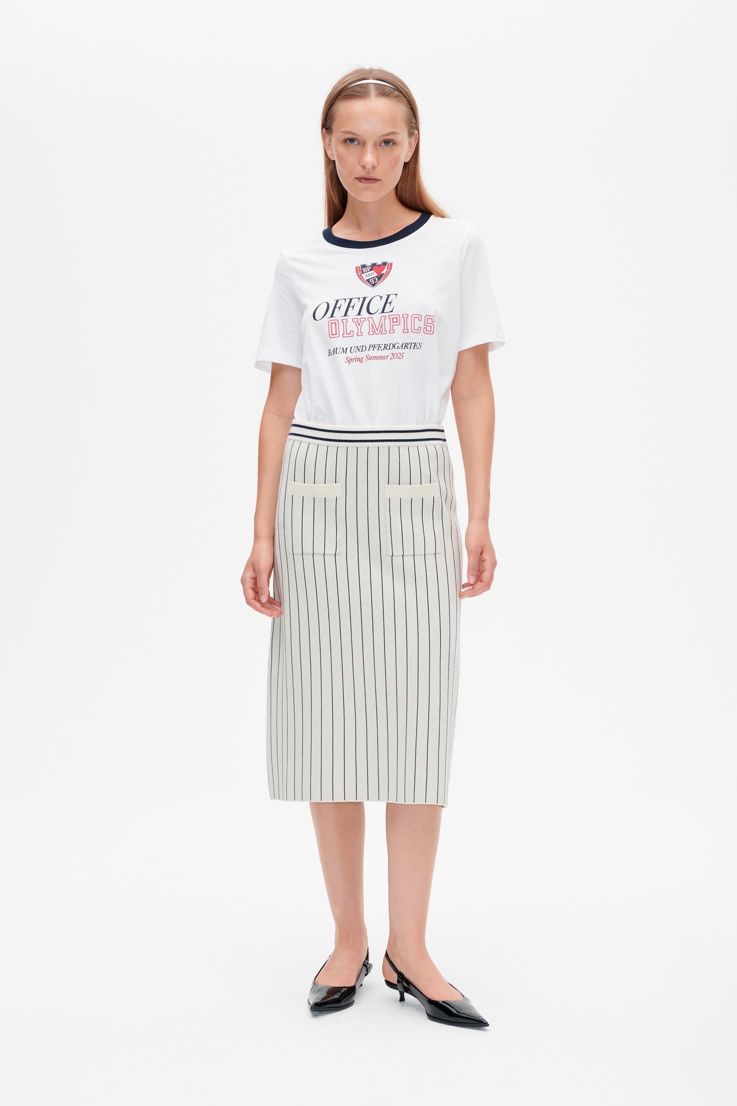 CELIE SKIRT CREME NAVY STRIPE 1