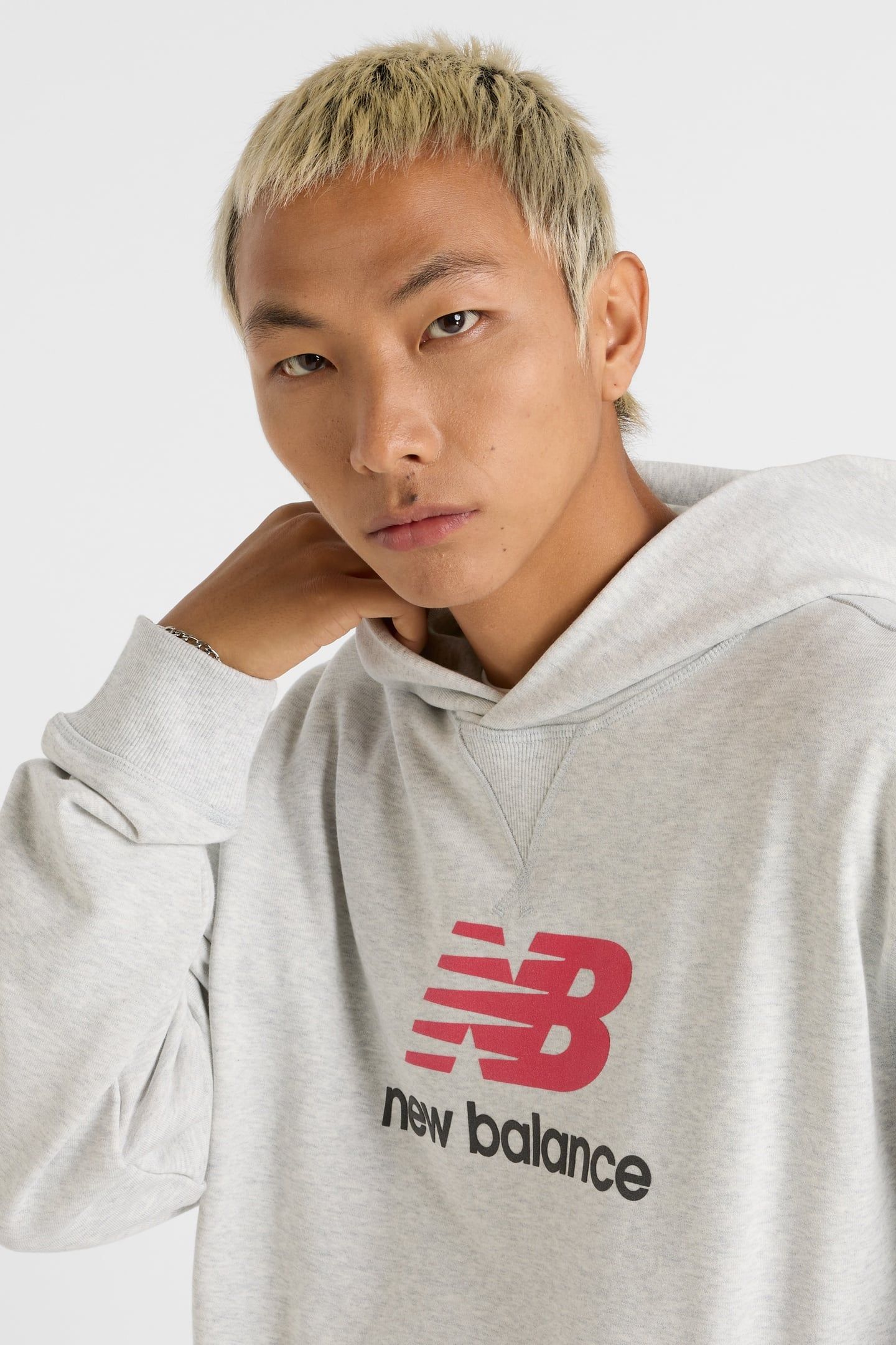 ATHLETICS FRENCH TERRY LOGO HOODIE ASH 4