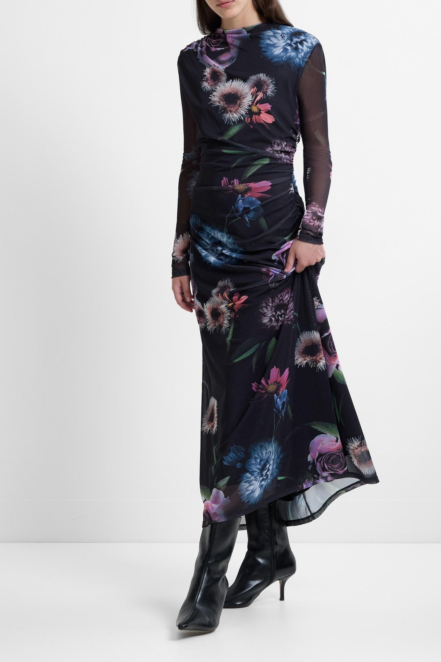 TARISSA MESH ROSE DRESS ROSE BLACK MULTI 2
