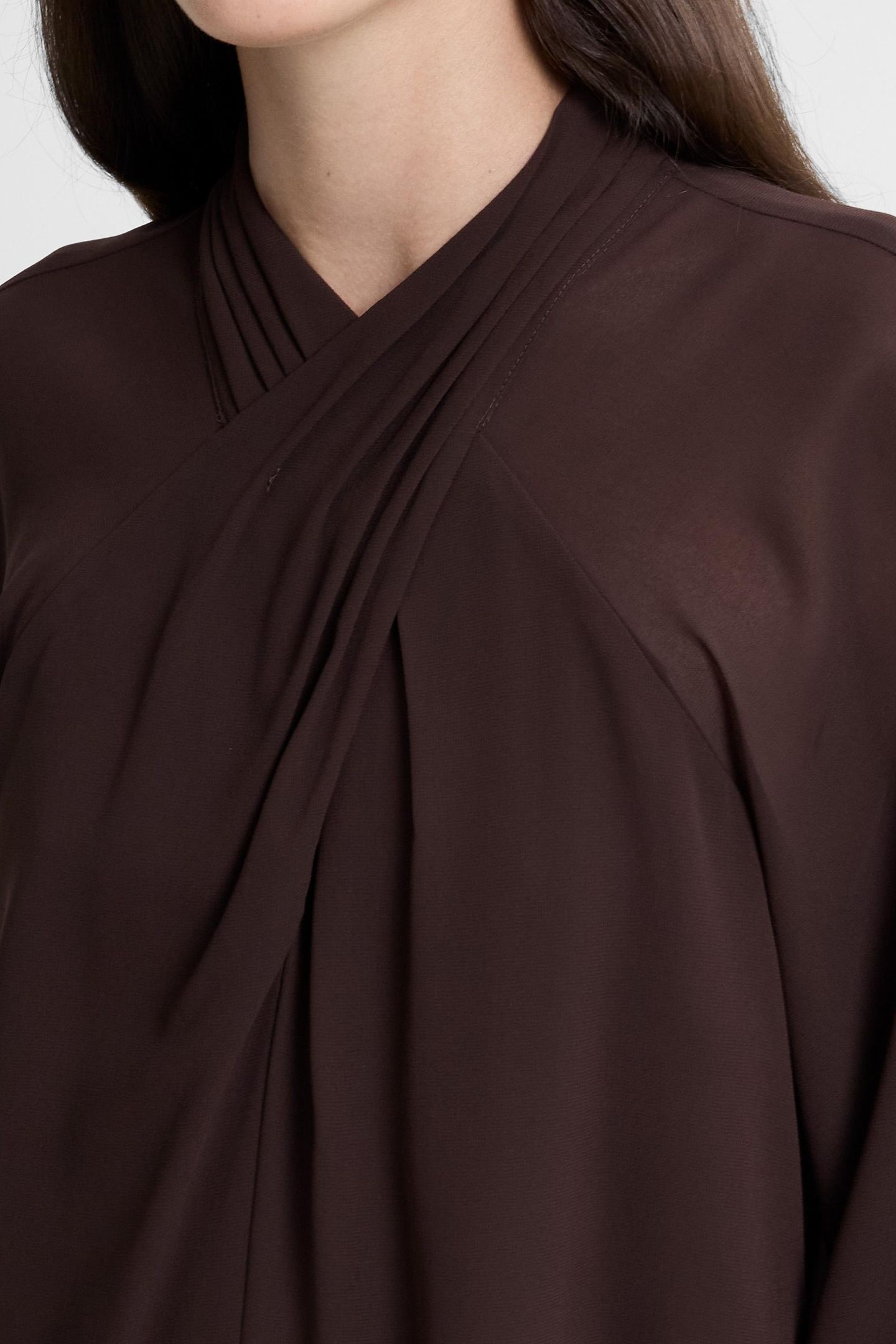 EDEN GGT LS WRAP BLOUSE BITTER CHOCOLATE 4