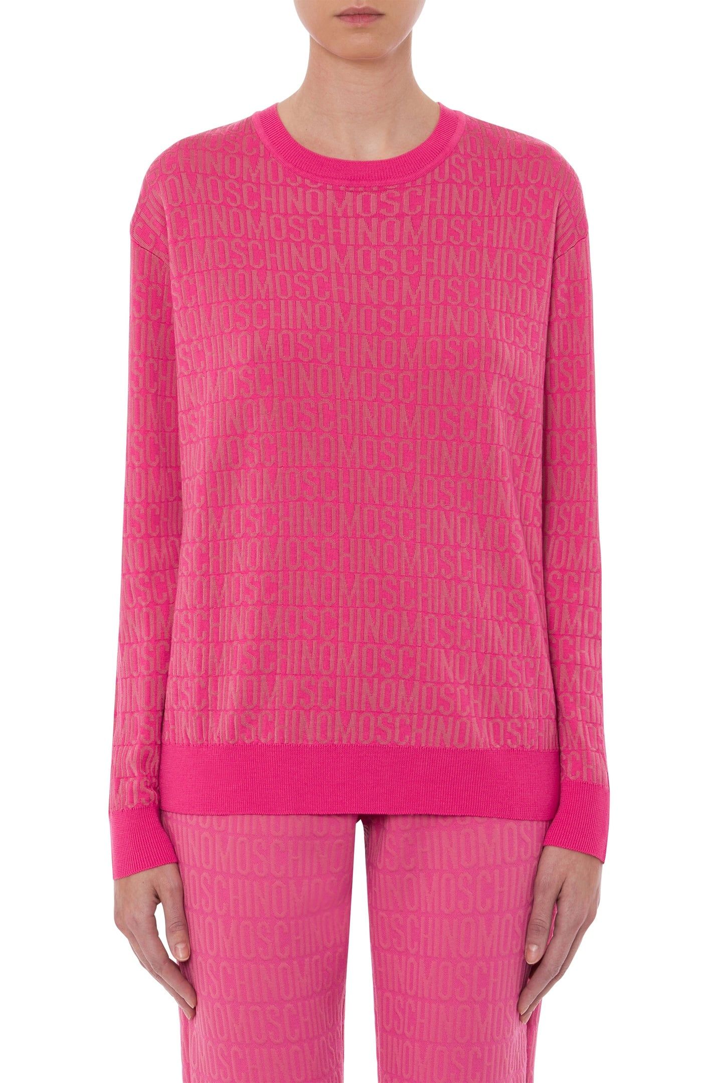 ALLOVER LOGO WOOL PULLOVER PINK 1