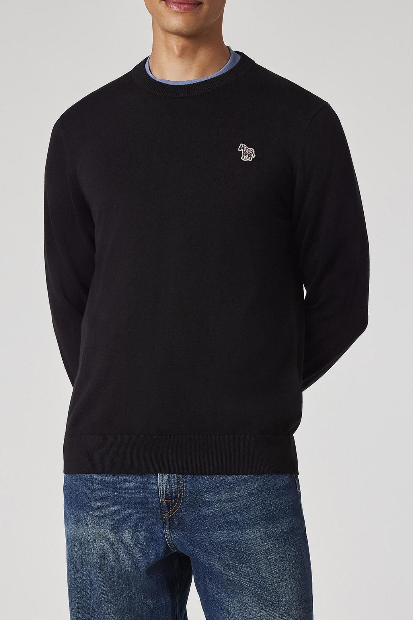 MENS SWEATER CREW NECK ZEB BAD BLACK 1
