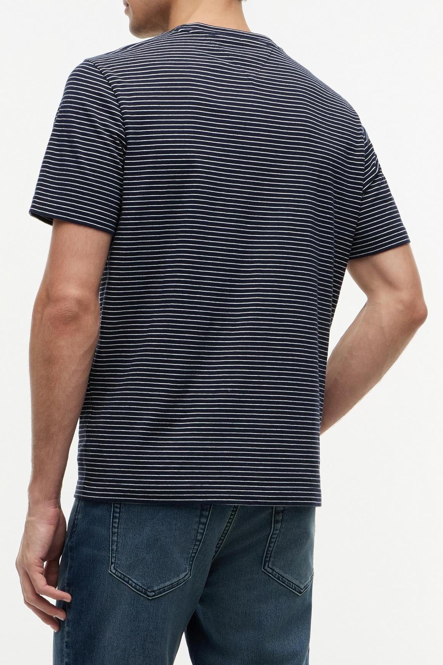 FLAG EMBROIDERY T-SHIRT DESERT SKY/ECRU STRIPE 3