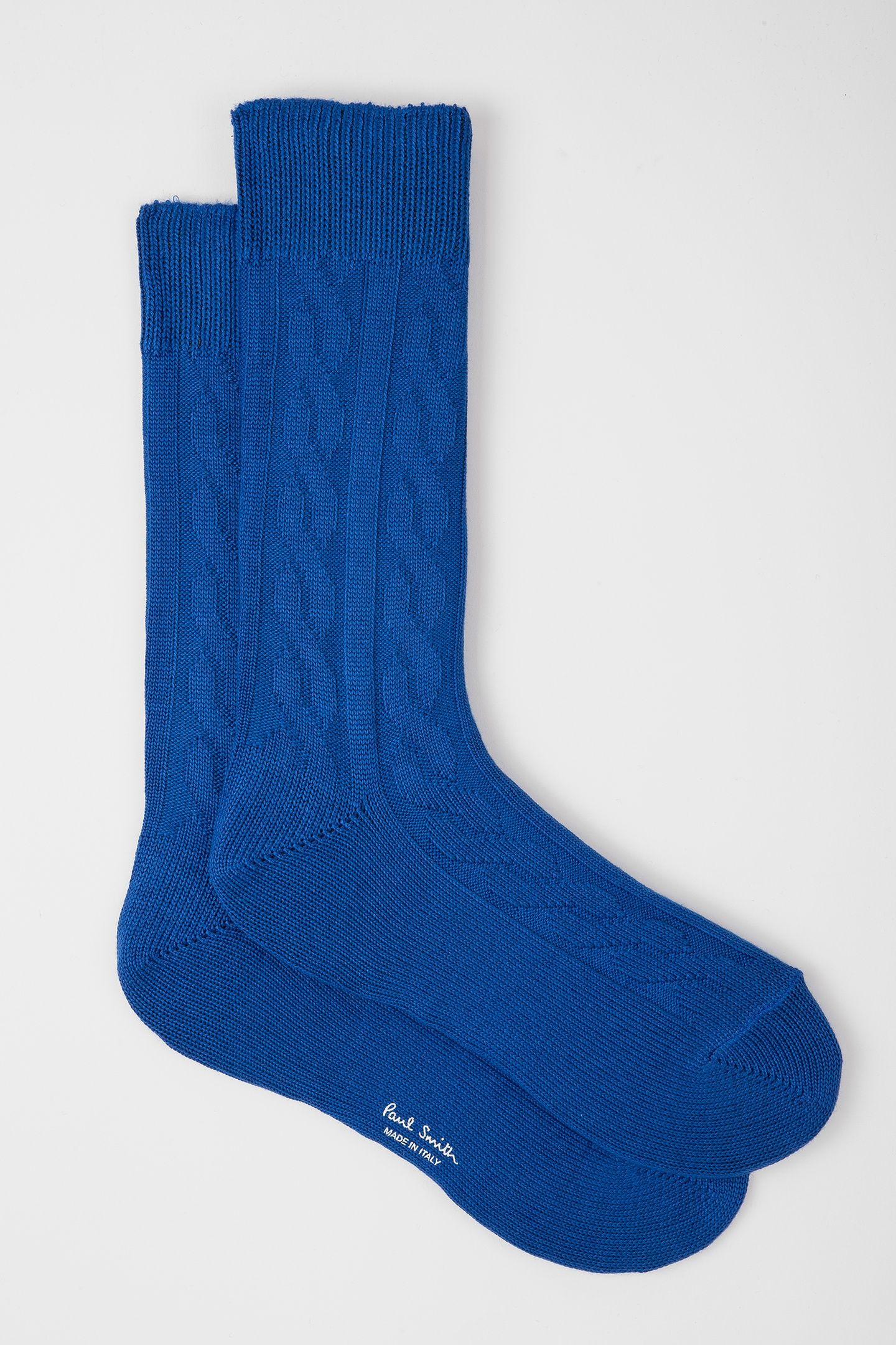 MEN SOCK SHINY CABLE COBALT BLUE 2