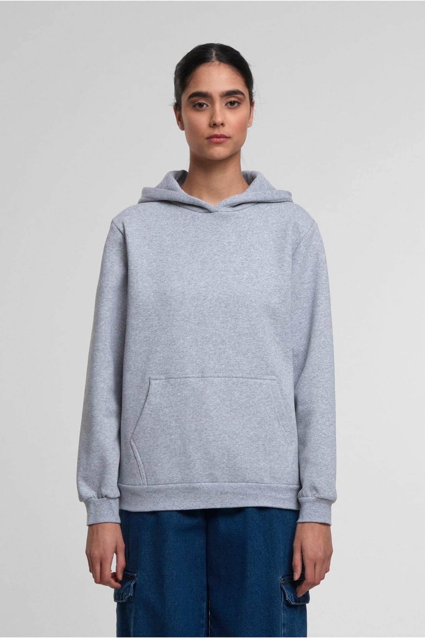 LADIES LOOSE BRUSHED FLEECE HOODY MELANGE 1