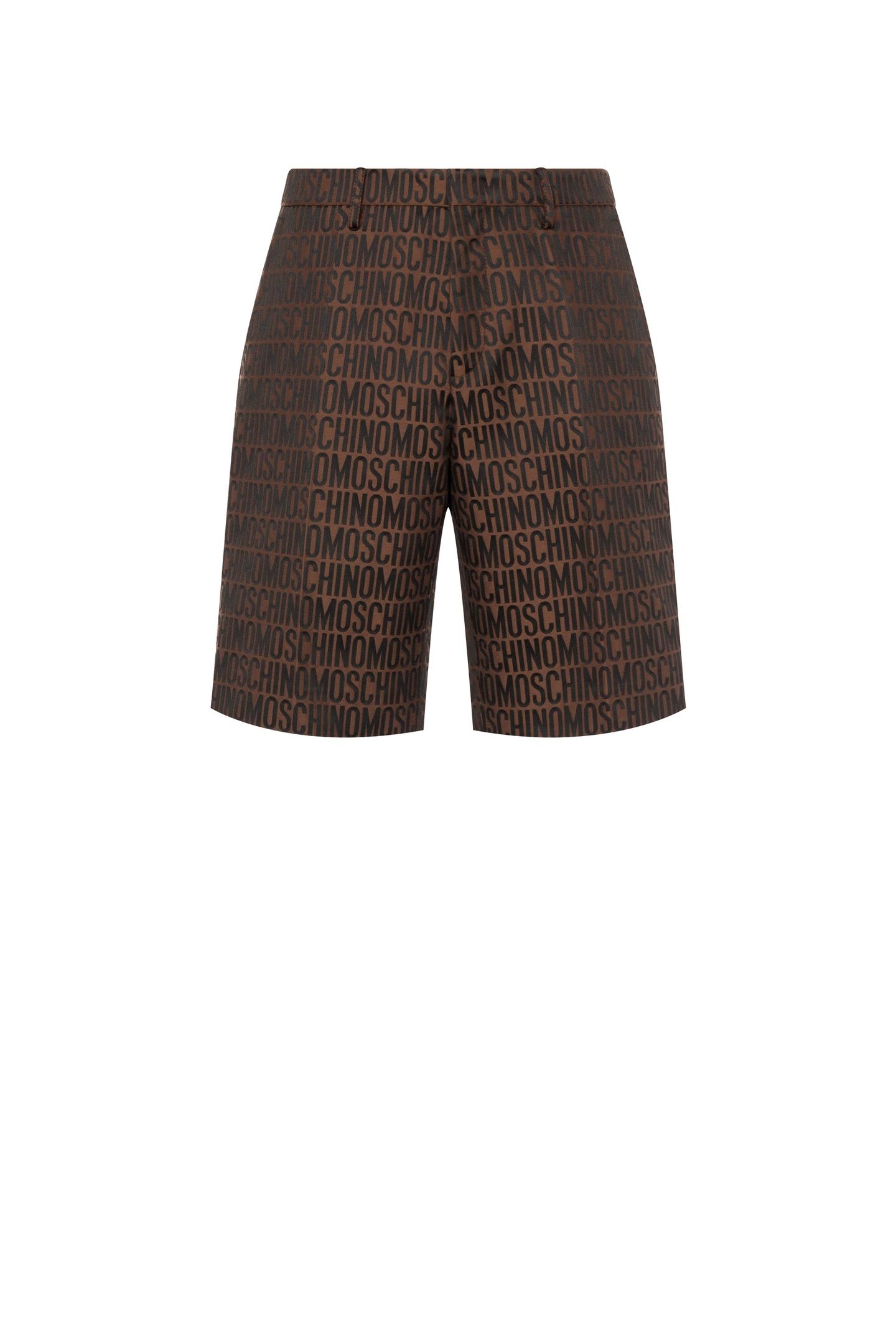 ALLOVER LOGO JACQUARD NYLON BERMUDA SHORTS BROWN 3