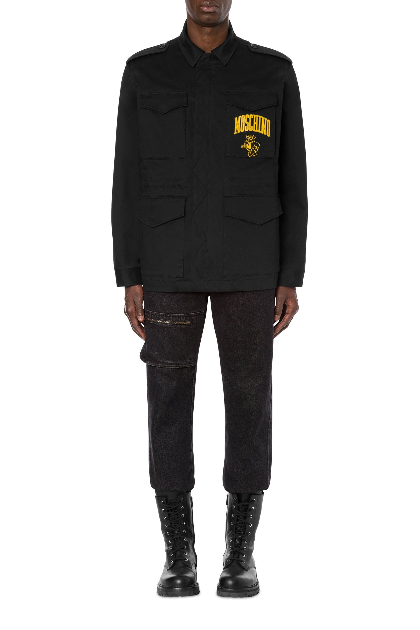 MOSCHINO VARSITY MATTE SATIN JACKET BLACK 1