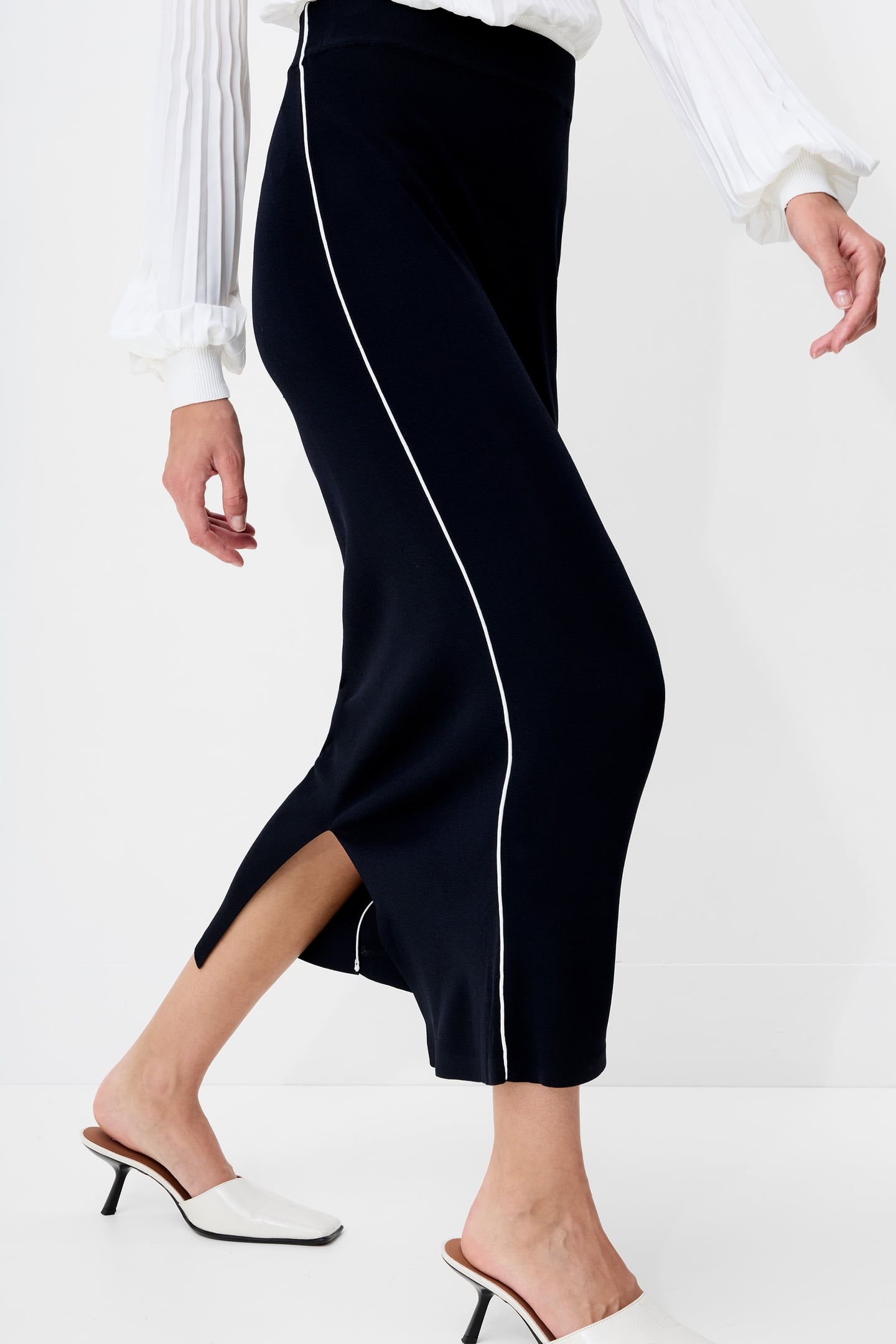 OTTIE MIDI BACK SLIT SKIRT NAVY WINTER WHITE 3