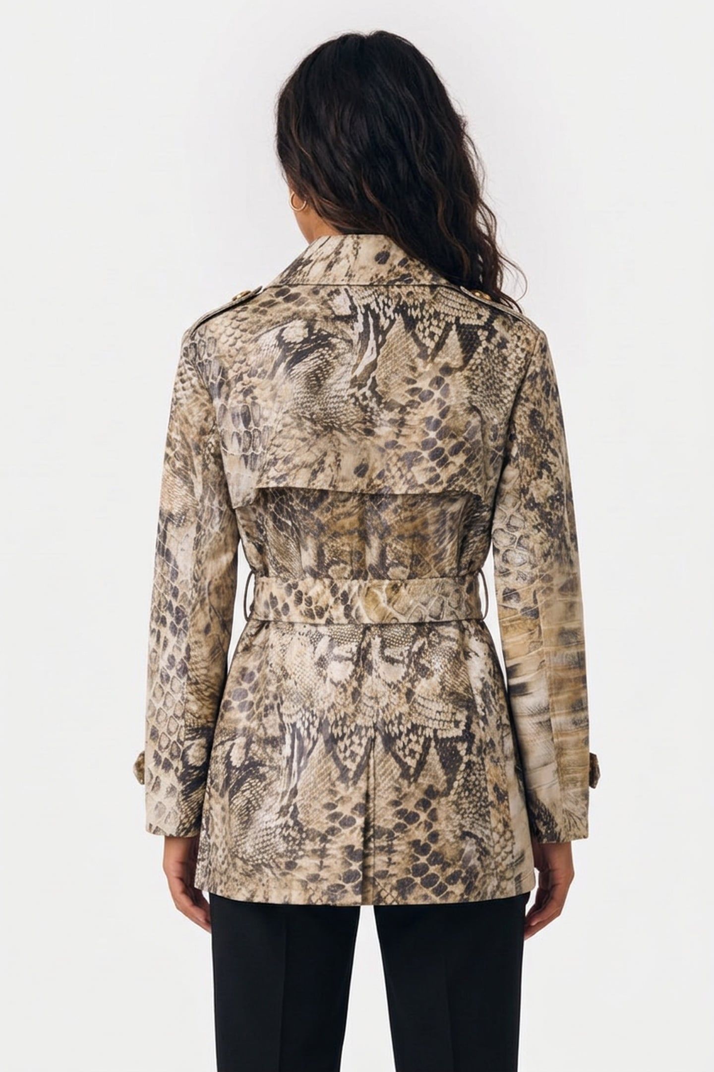 NATALIE SHORT TRENCH JUMBLE SKIN PRINT 2