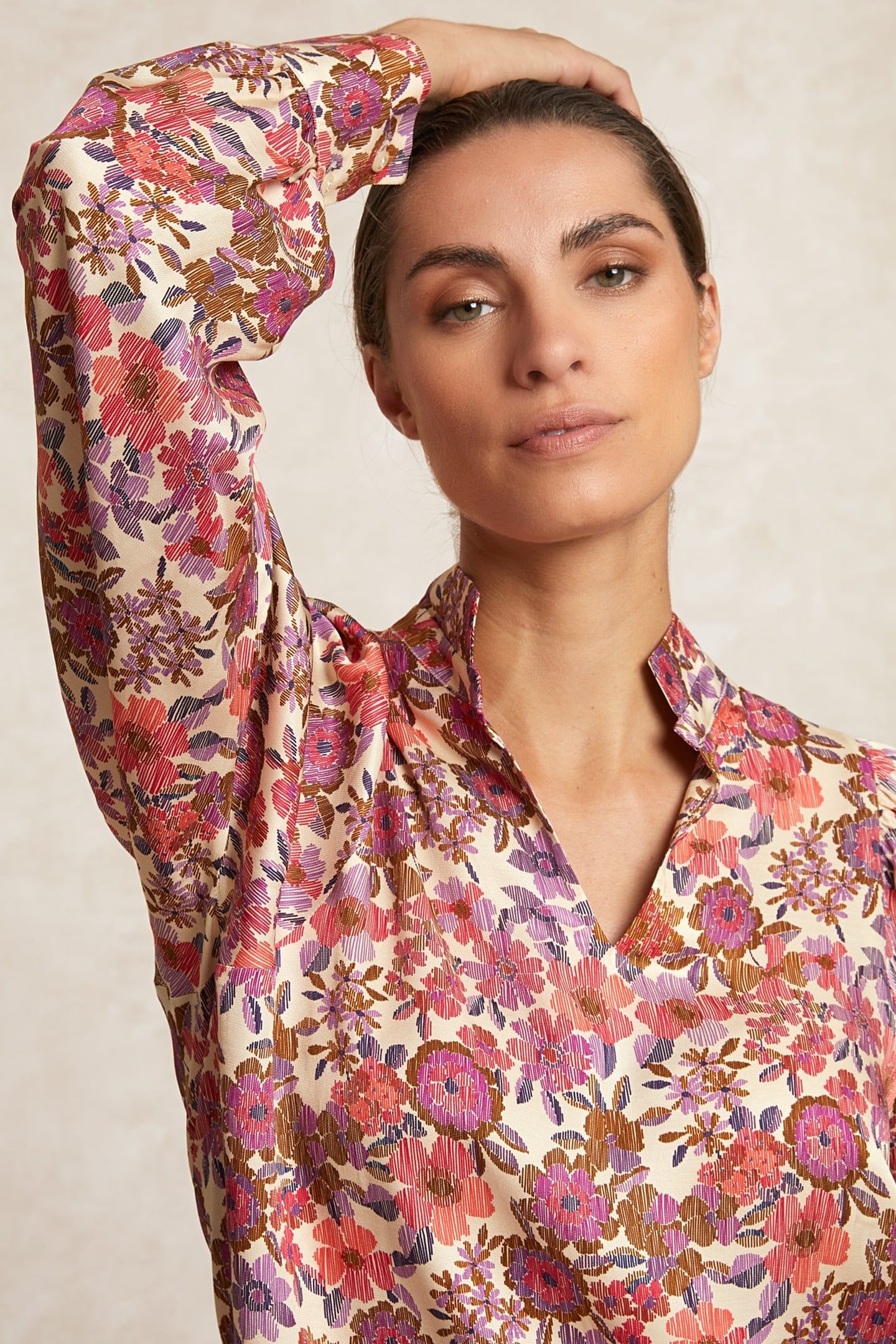 FANTASY V-NECK BLOUSE LONG SLEEVES MULTI MULTI 4
