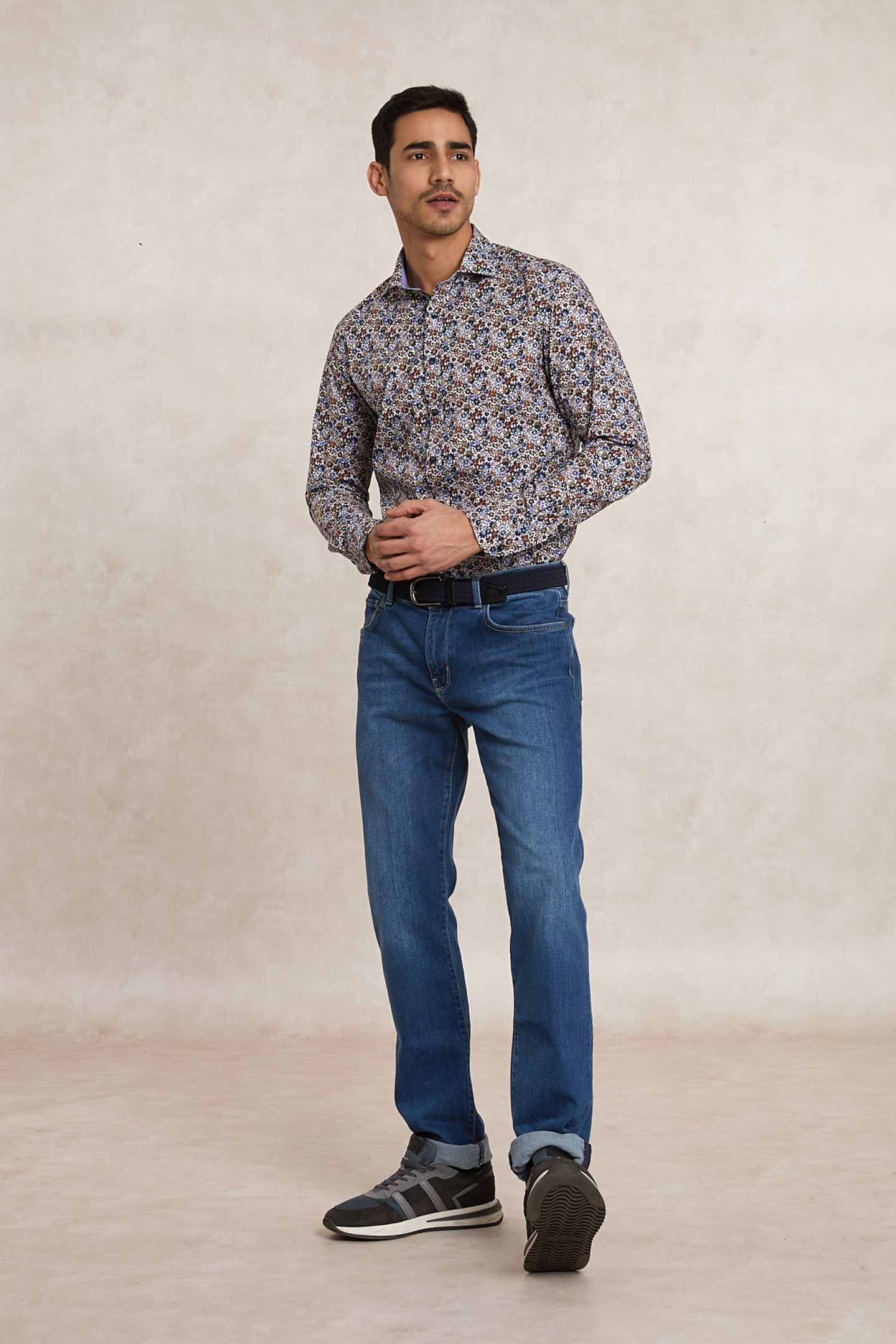 CUSTOM FIT COTTON FLORAL SHIRT MULTI 1