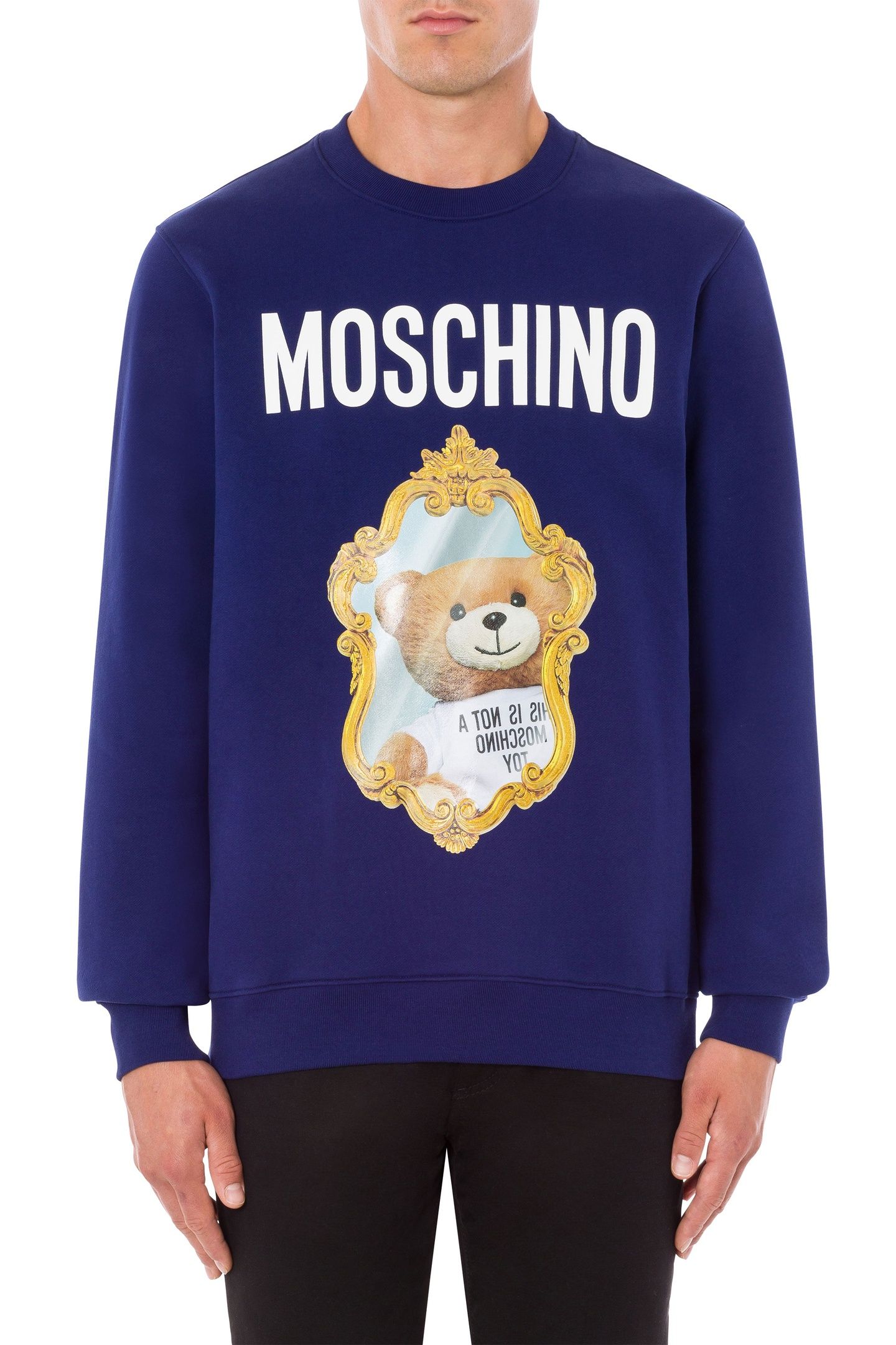MIRROR TEDDY BEAR ORGANIC COTTON SWEATSHIRT BLUE 1