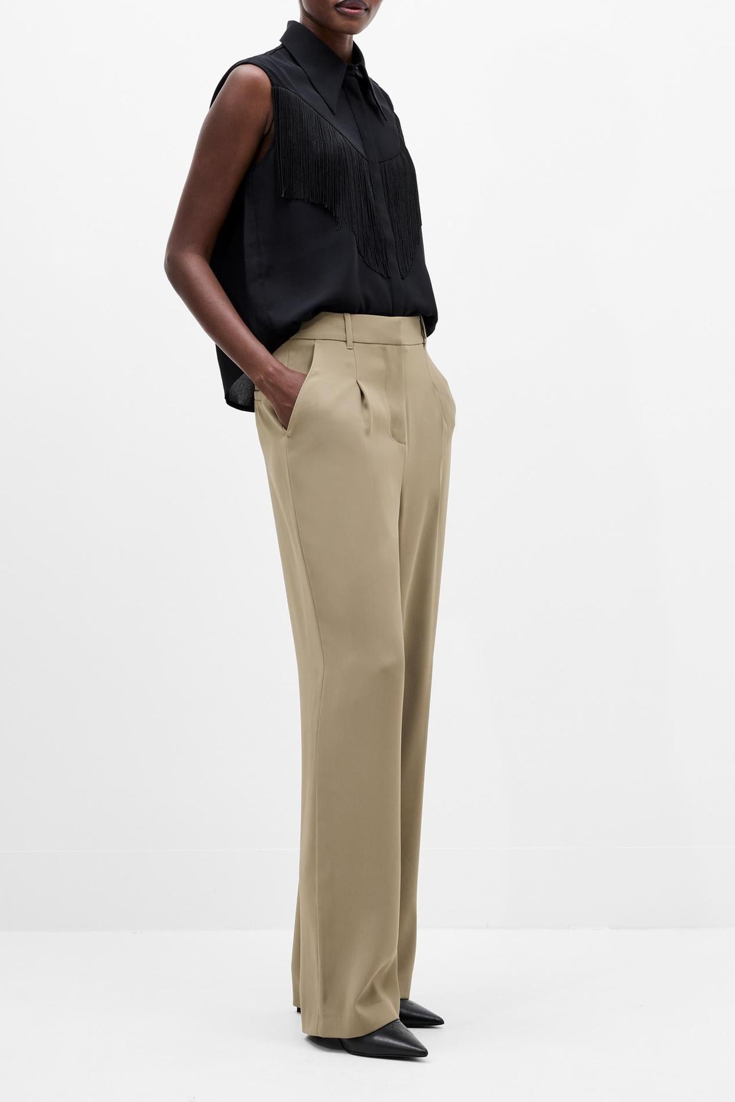 VINNIE SUITING PLEATED TROUSER WASHED KHAKI 3