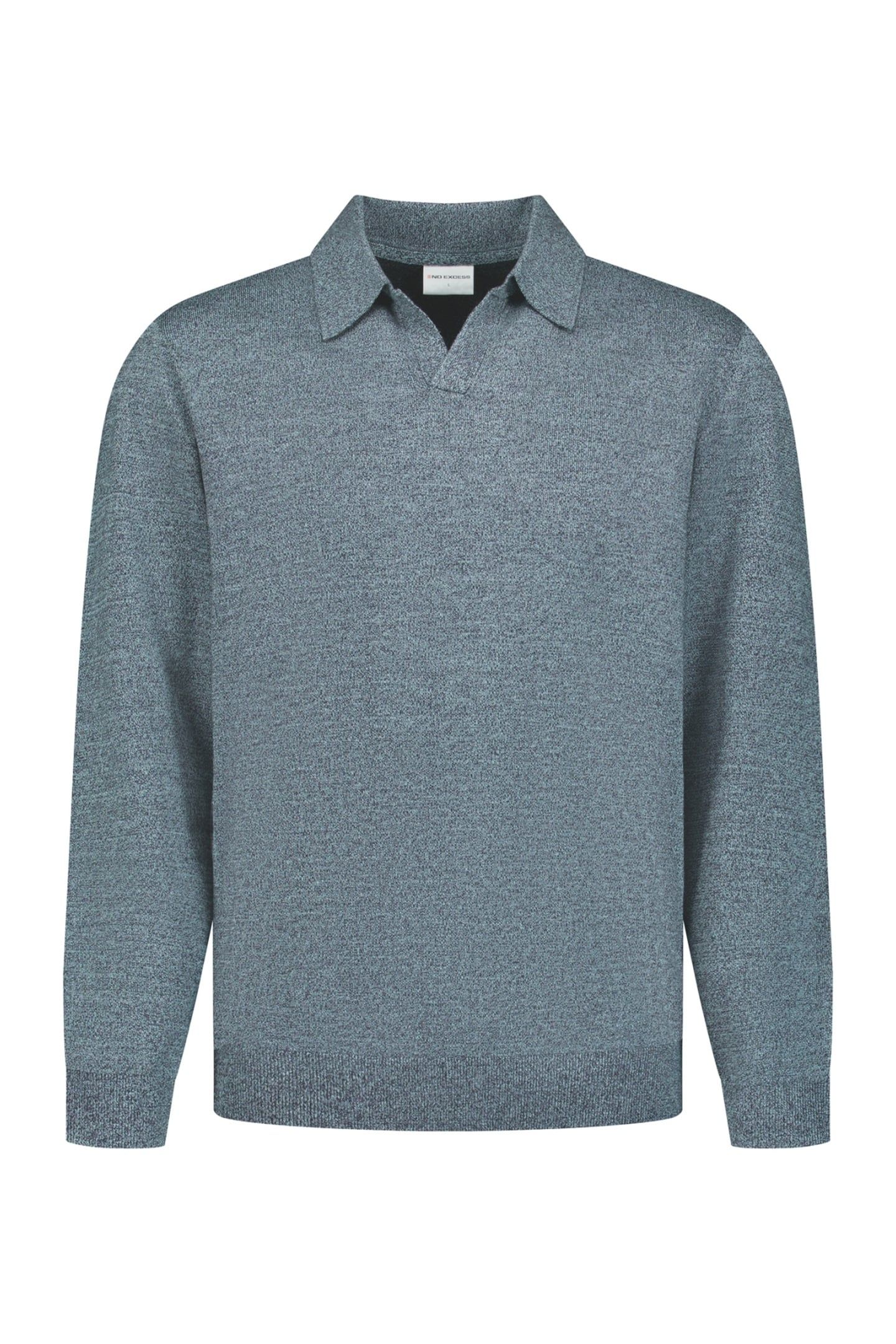 PULLOVER V POLO MELANGE DUSTY BLUE 5