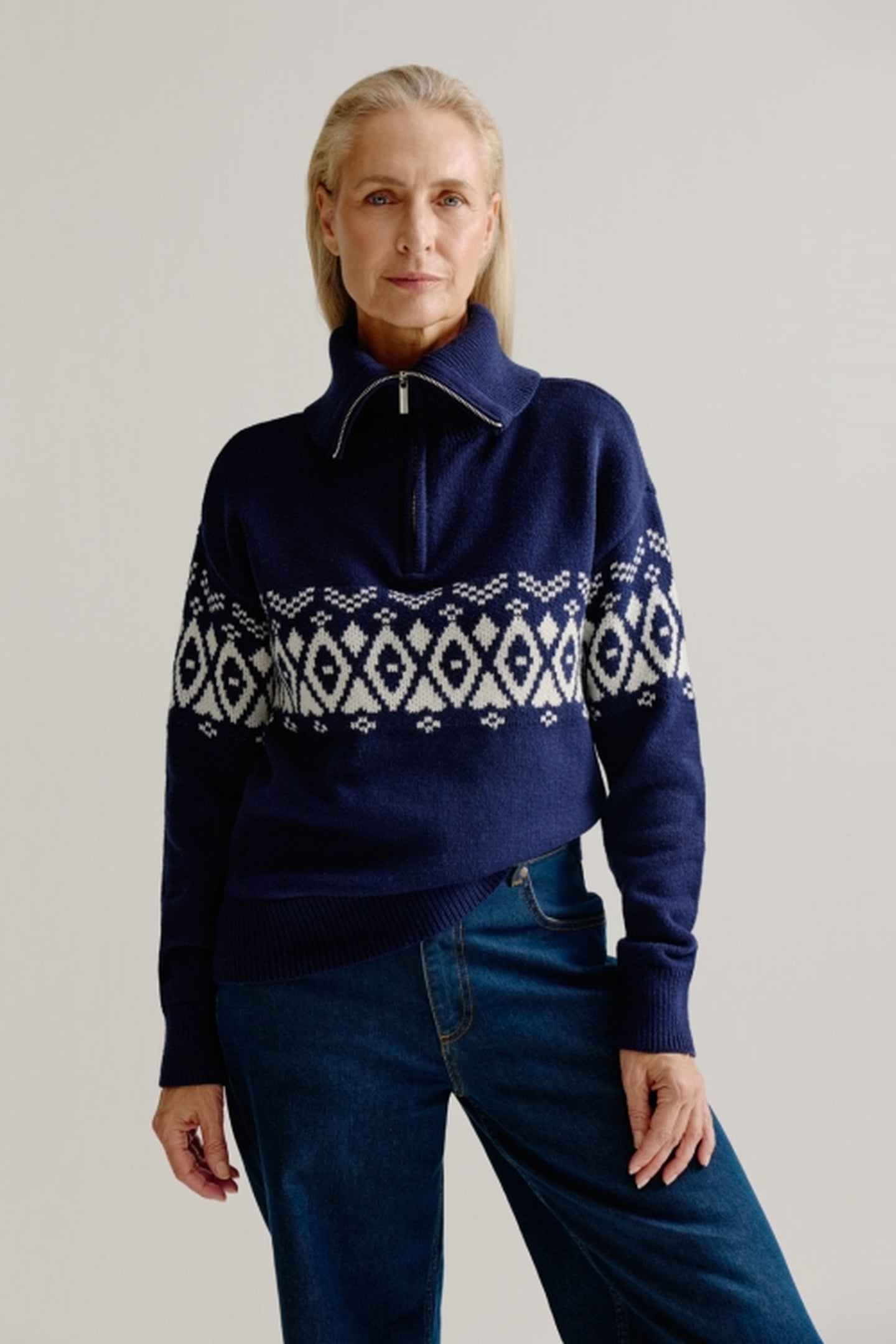 LYDIA SWEATER NAVY PRINT 2