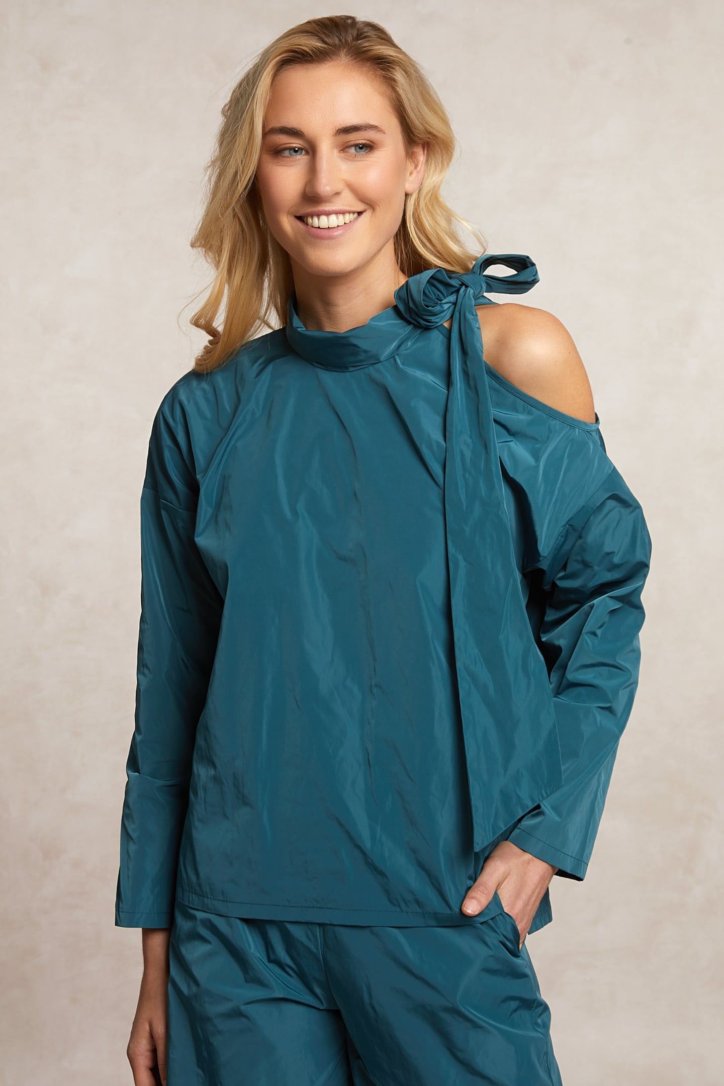 TAFFETA BLOUSE WITH BOW GREEN 4