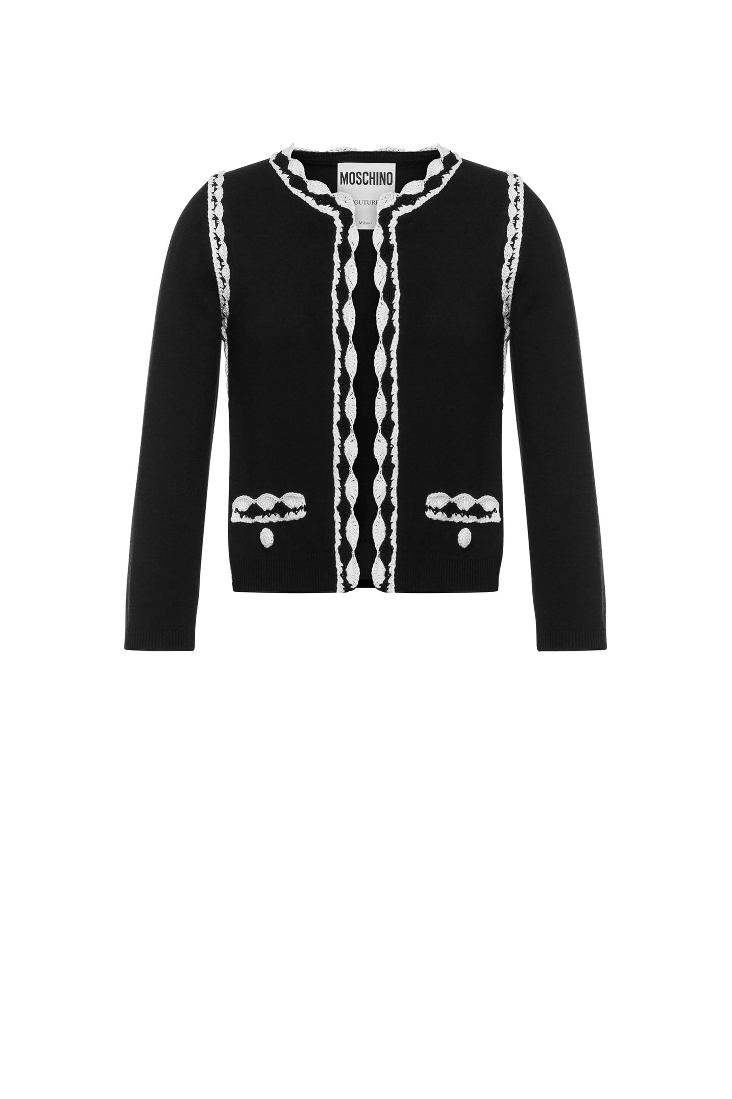 WOOL CARDIGAN CROCHET DETAILS BLACK 3