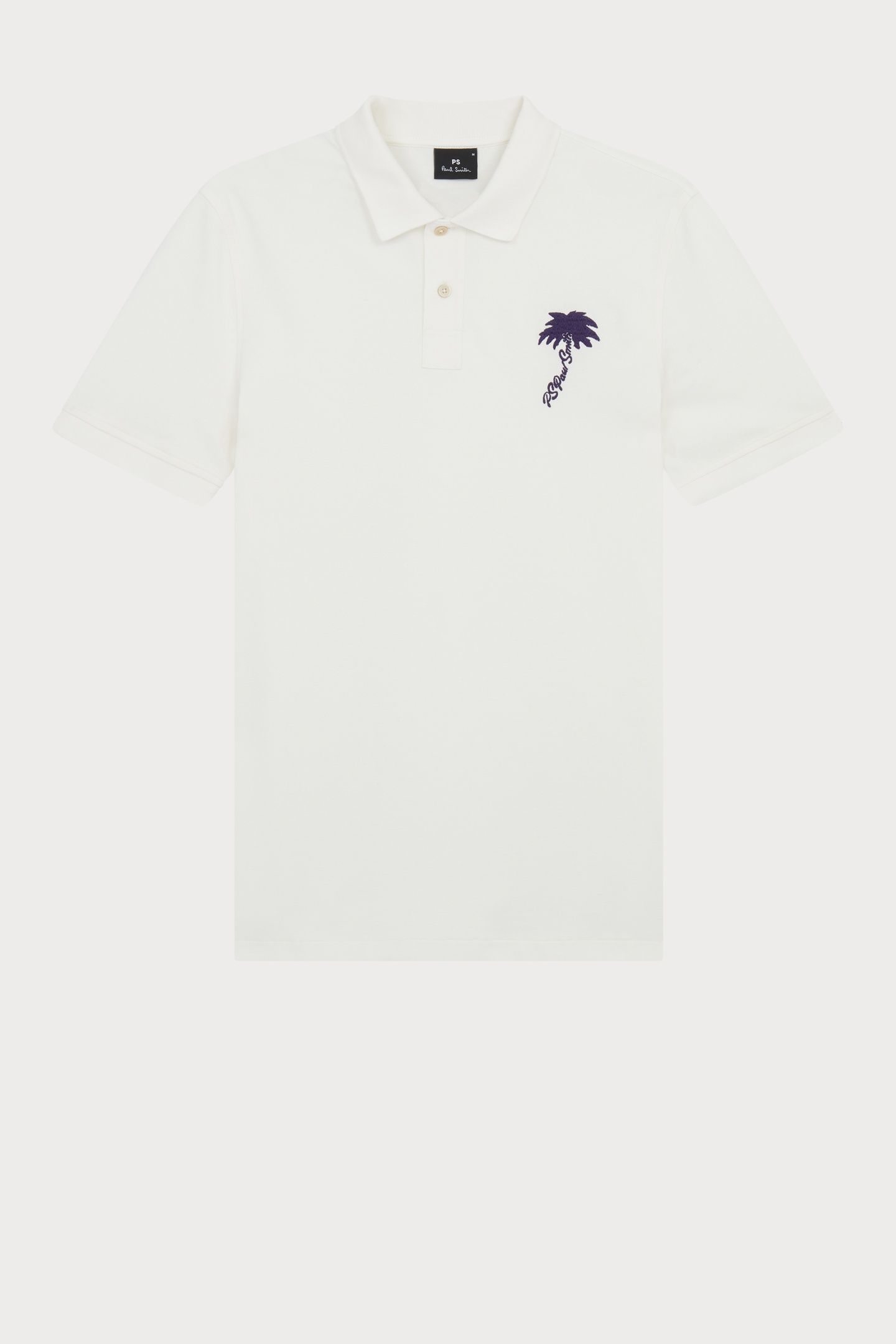MENS POLO SHIRT PALM EMB OFF WHITE 3